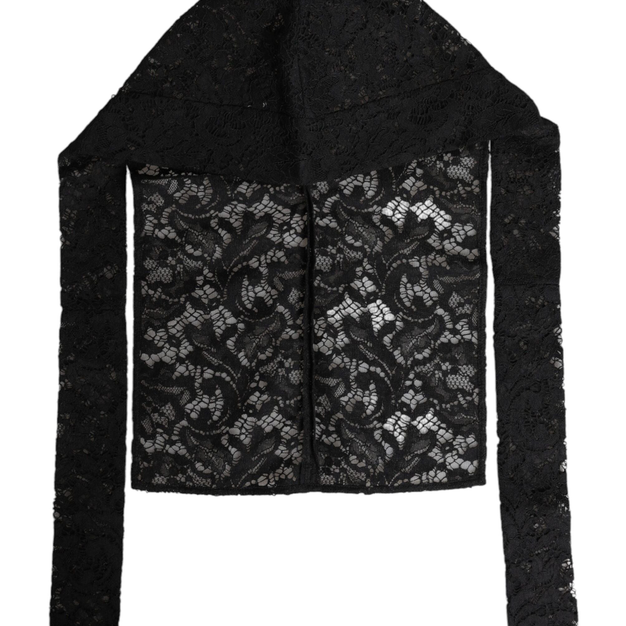 Dolce & Gabbana Black Floral Lace Whole Head Wrap Hat