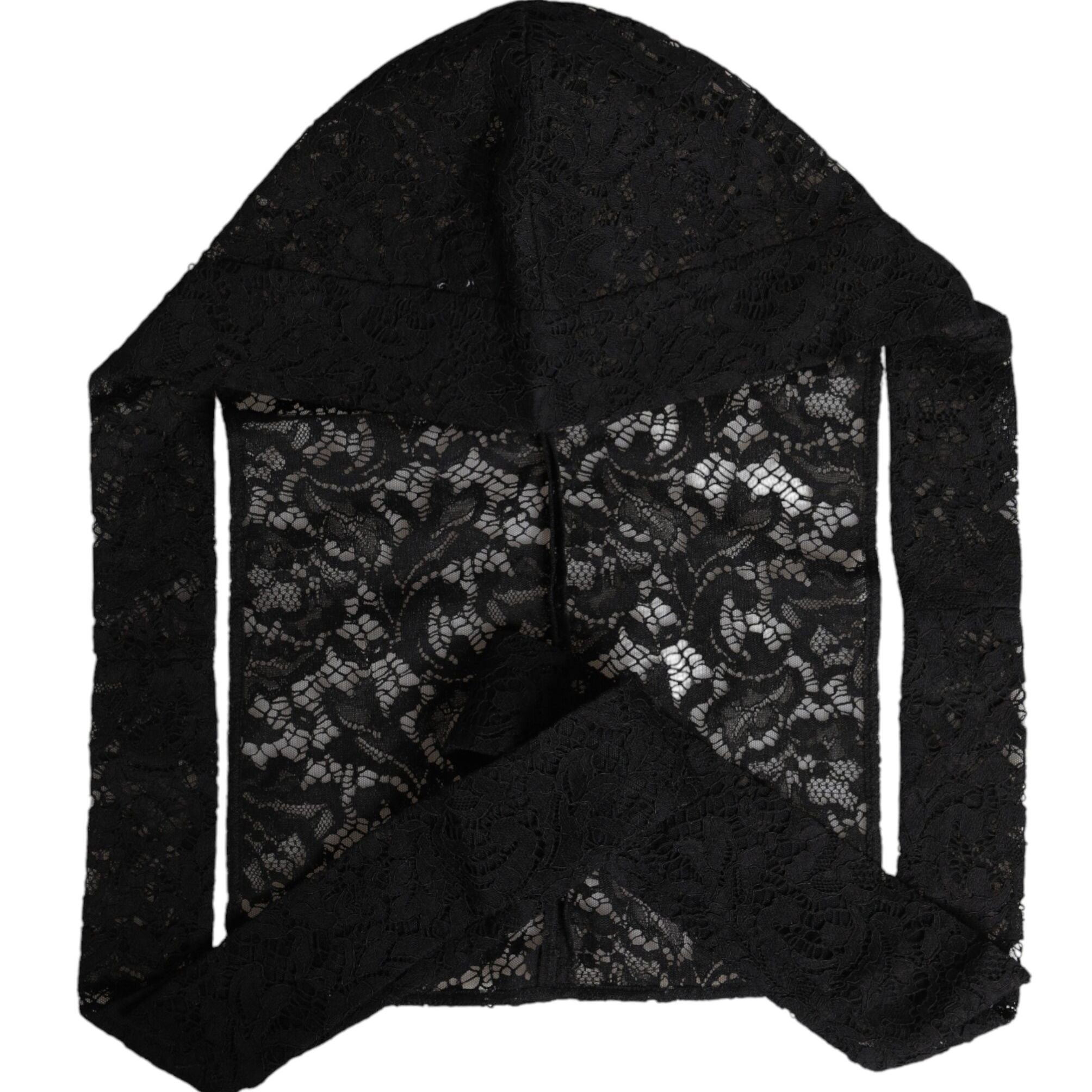 Dolce & Gabbana Black Floral Lace Whole Head Wrap Hat
