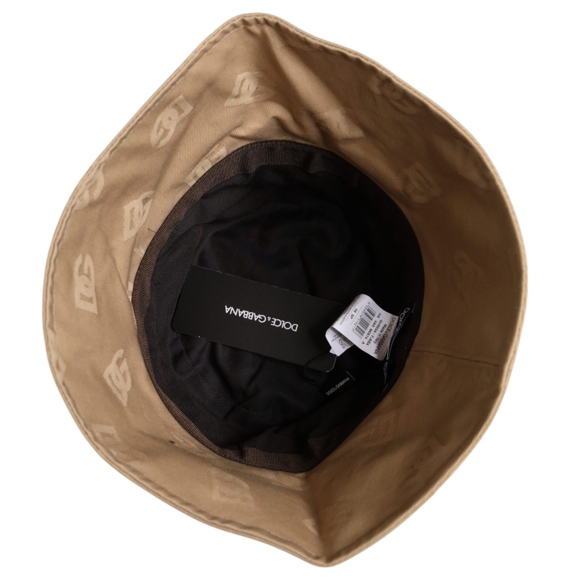Dolce & Gabbana Beige Logo Monogram Cotton Bucket Cap