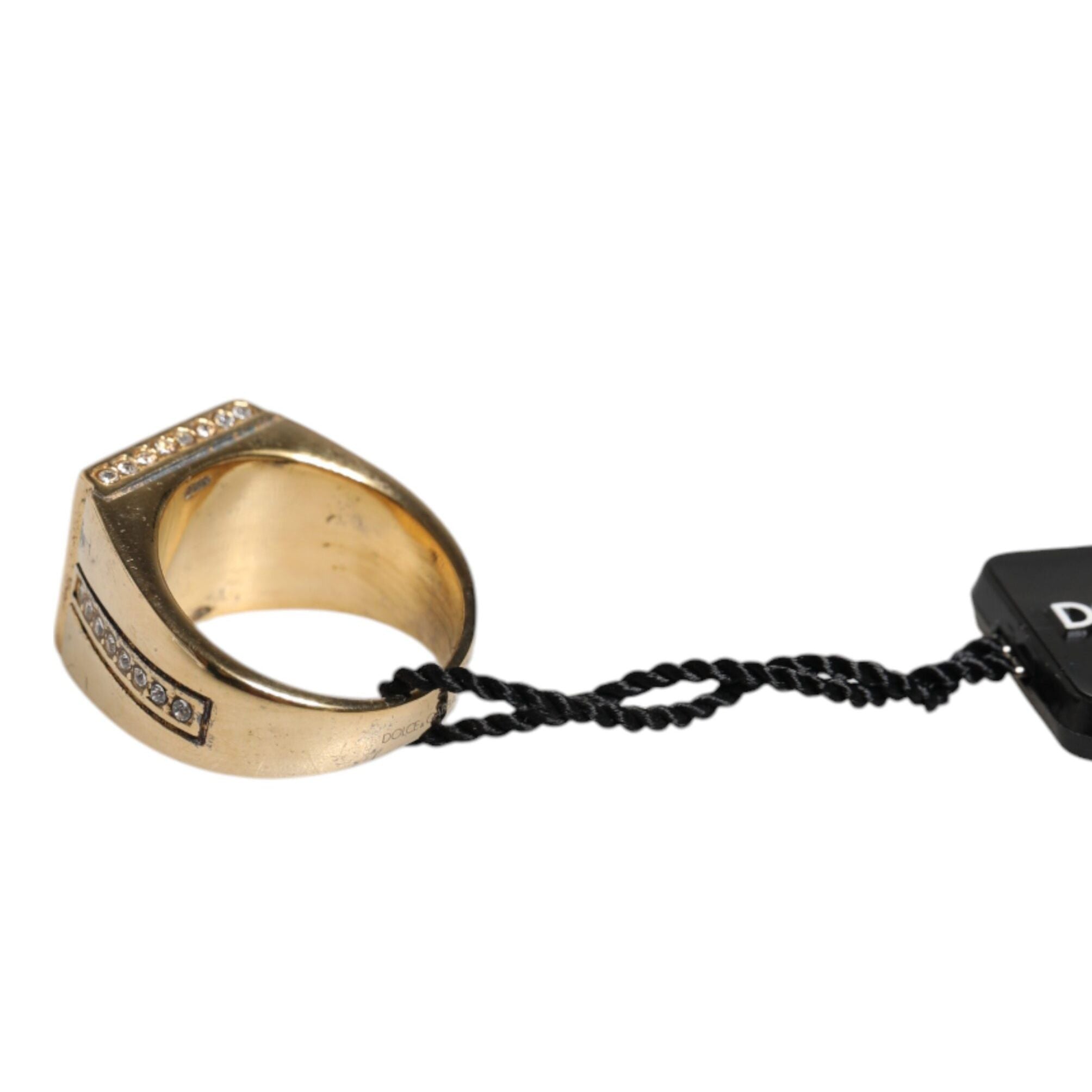 Dolce & Gabbana Gold Tone Sterling Silver 925 Crystals Ring