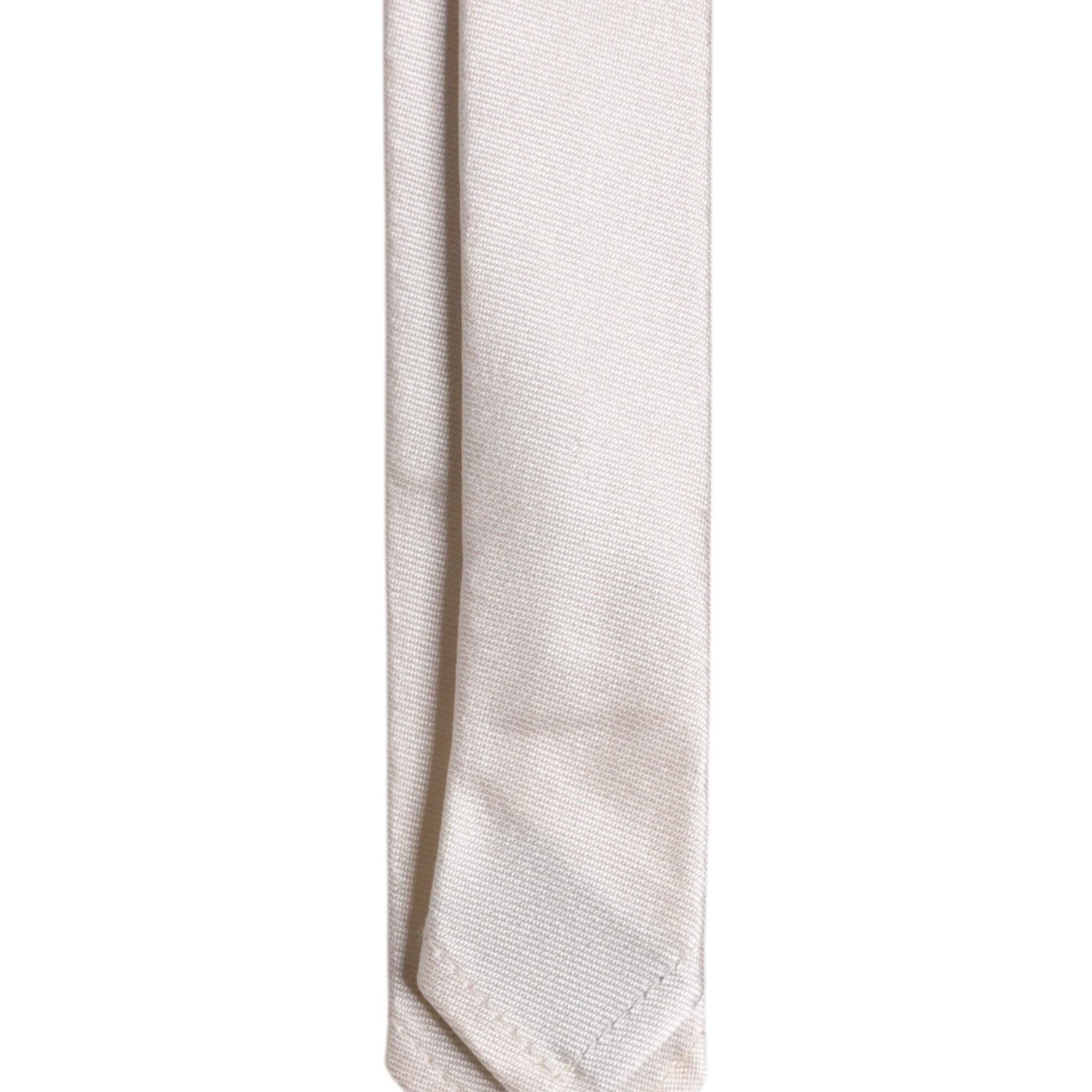 Dolce & Gabbana White Solid Silk Adjustable Necktie Tie