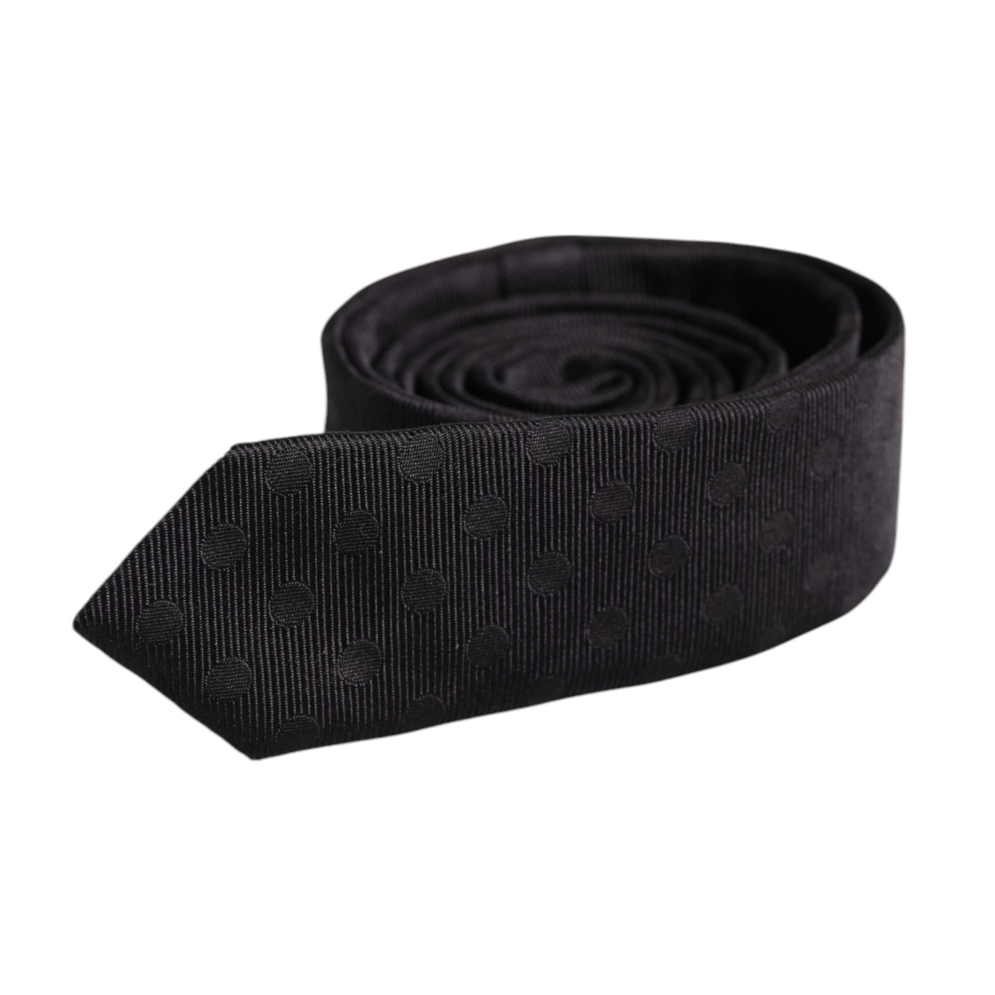 Dolce & Gabbana Black Circles Silk Adjustable Necktie Tie