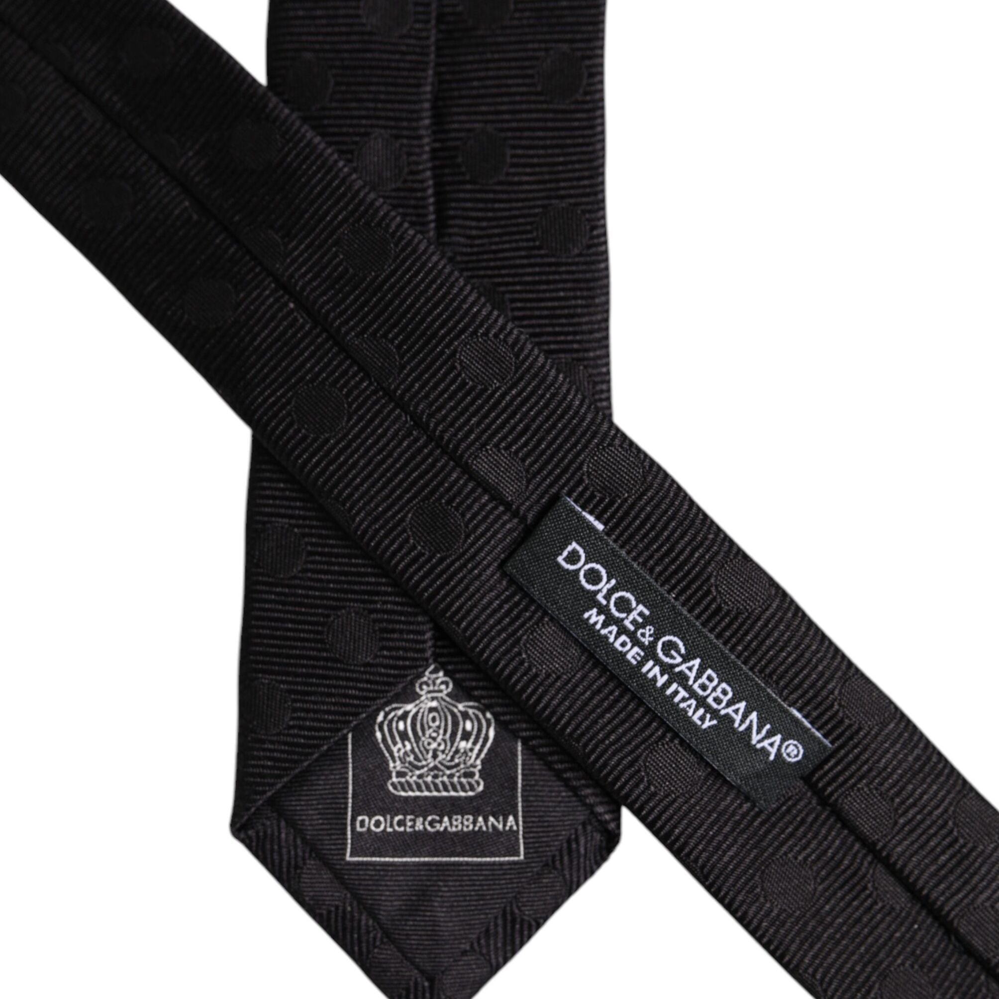 Dolce & Gabbana Black Circles Silk Adjustable Necktie Tie