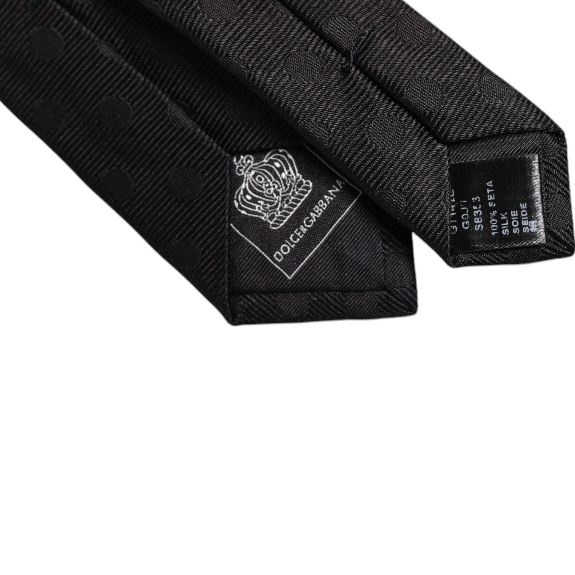 Dolce & Gabbana Black Circles Silk Adjustable Necktie Tie