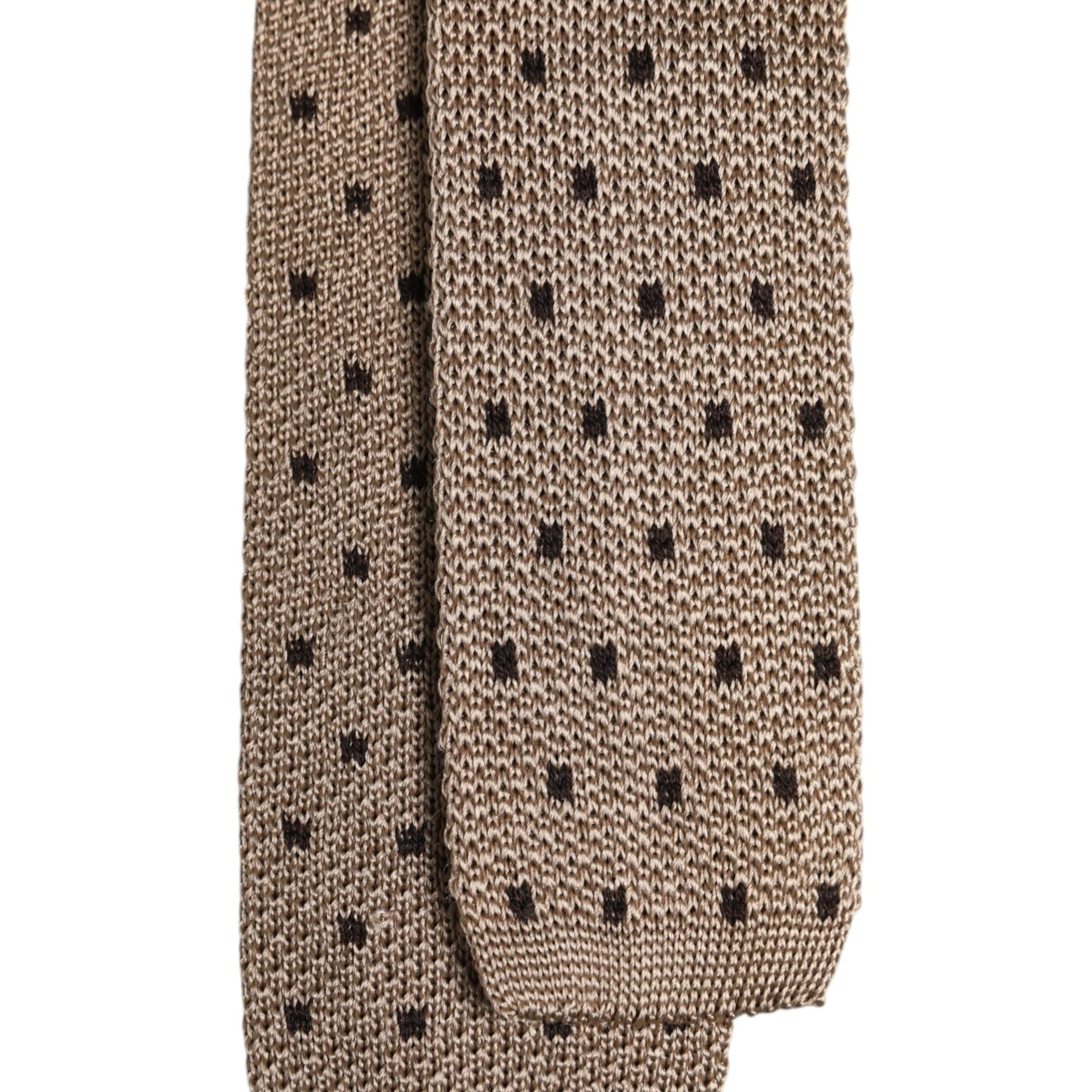 Dolce & Gabbana Beige Polka Dot Silk Adjustable Necktie Tie