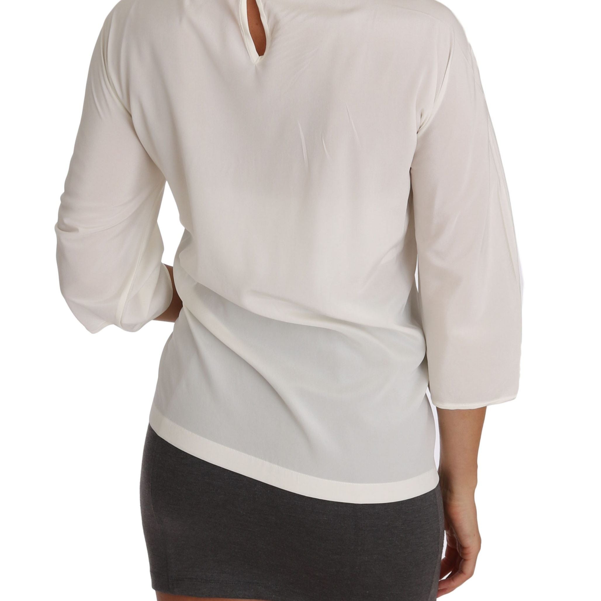 Dolce & Gabbana White Silk #dgfamily Blouse T-shirt