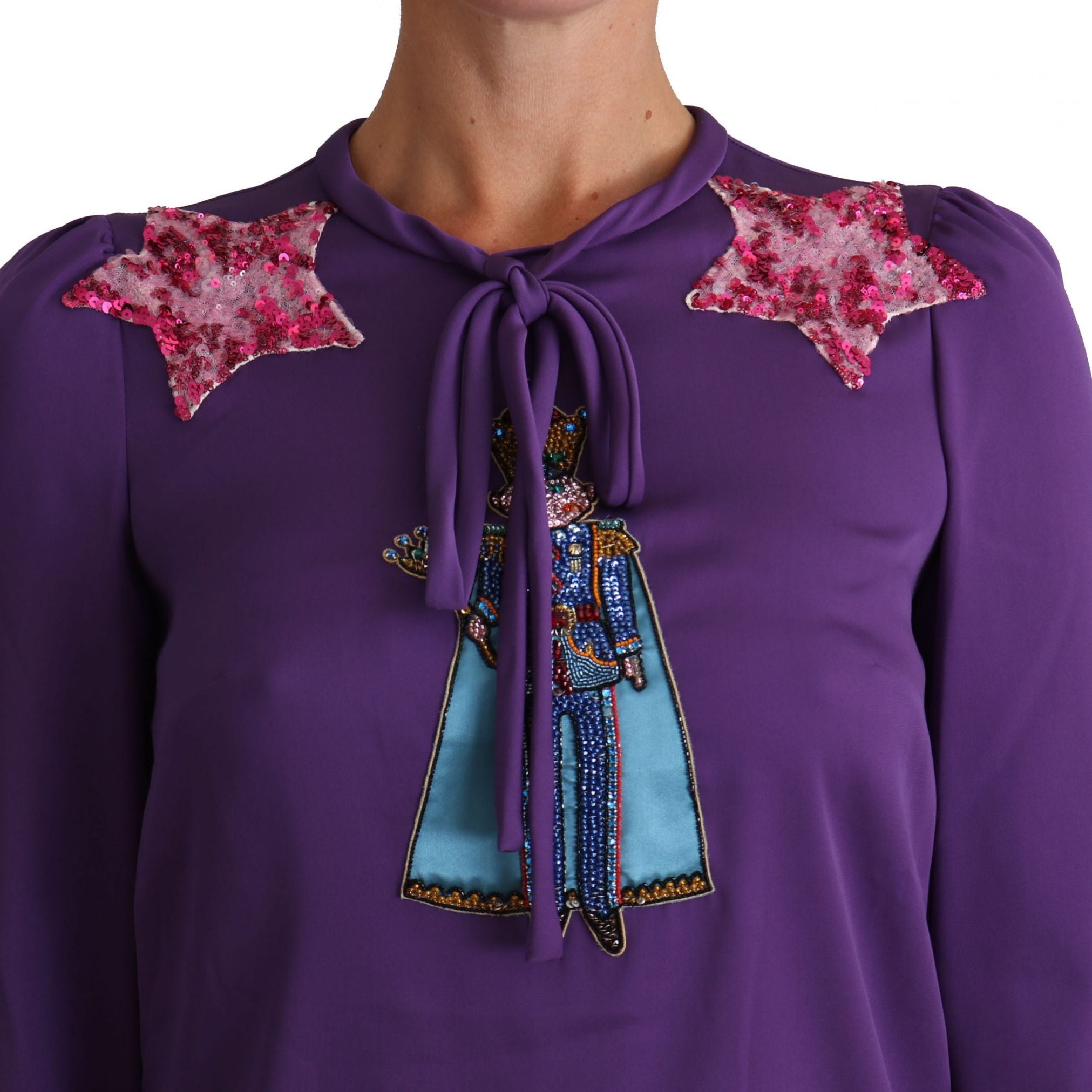 Dolce & Gabbana Purple Blouse Prince Fairy Tale Embellished Top