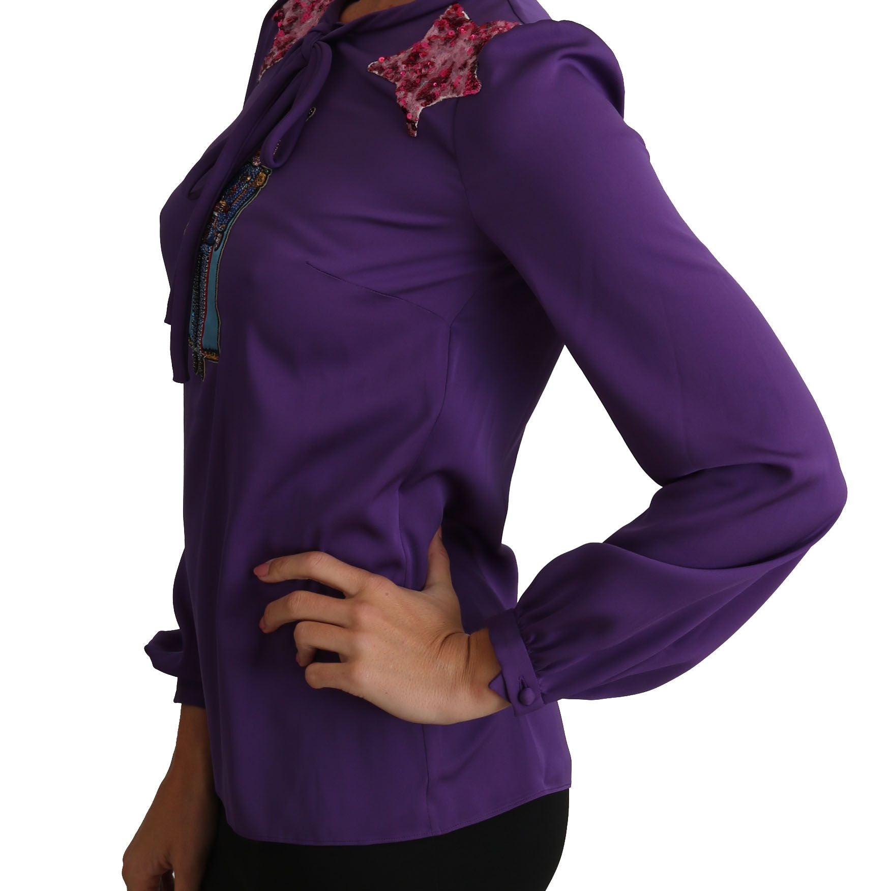 Dolce & Gabbana Purple Blouse Prince Fairy Tale Embellished Top