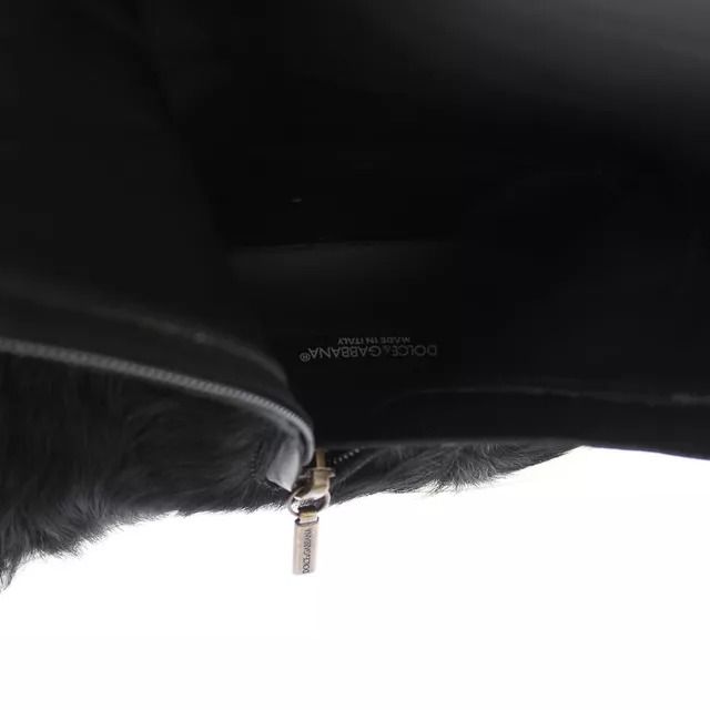 Dolce & Gabbana Black Xiangao Lamb Fur Leather Boots Shoes