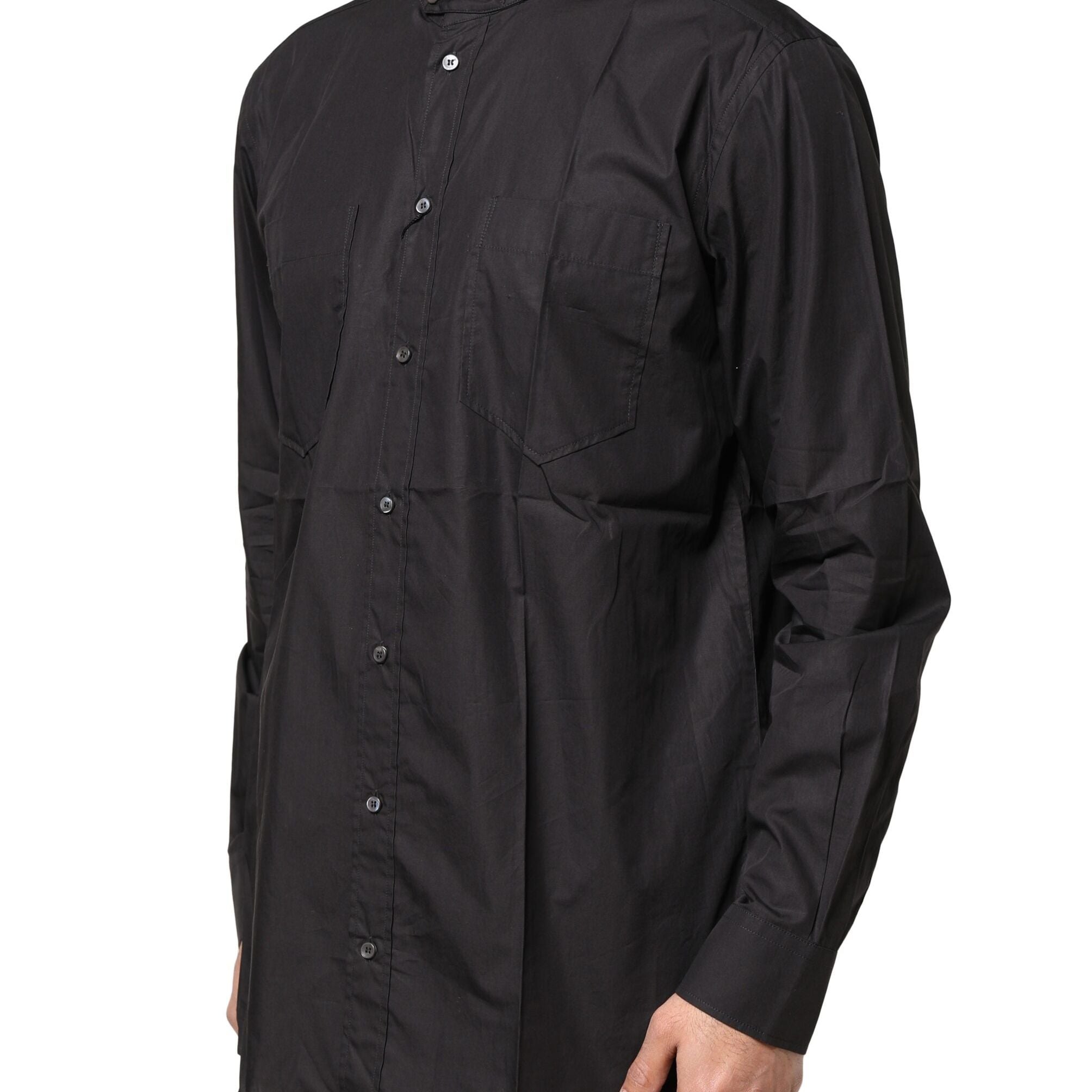 Dolce & Gabbana Black Cotton Button Down Men Casual Shirt