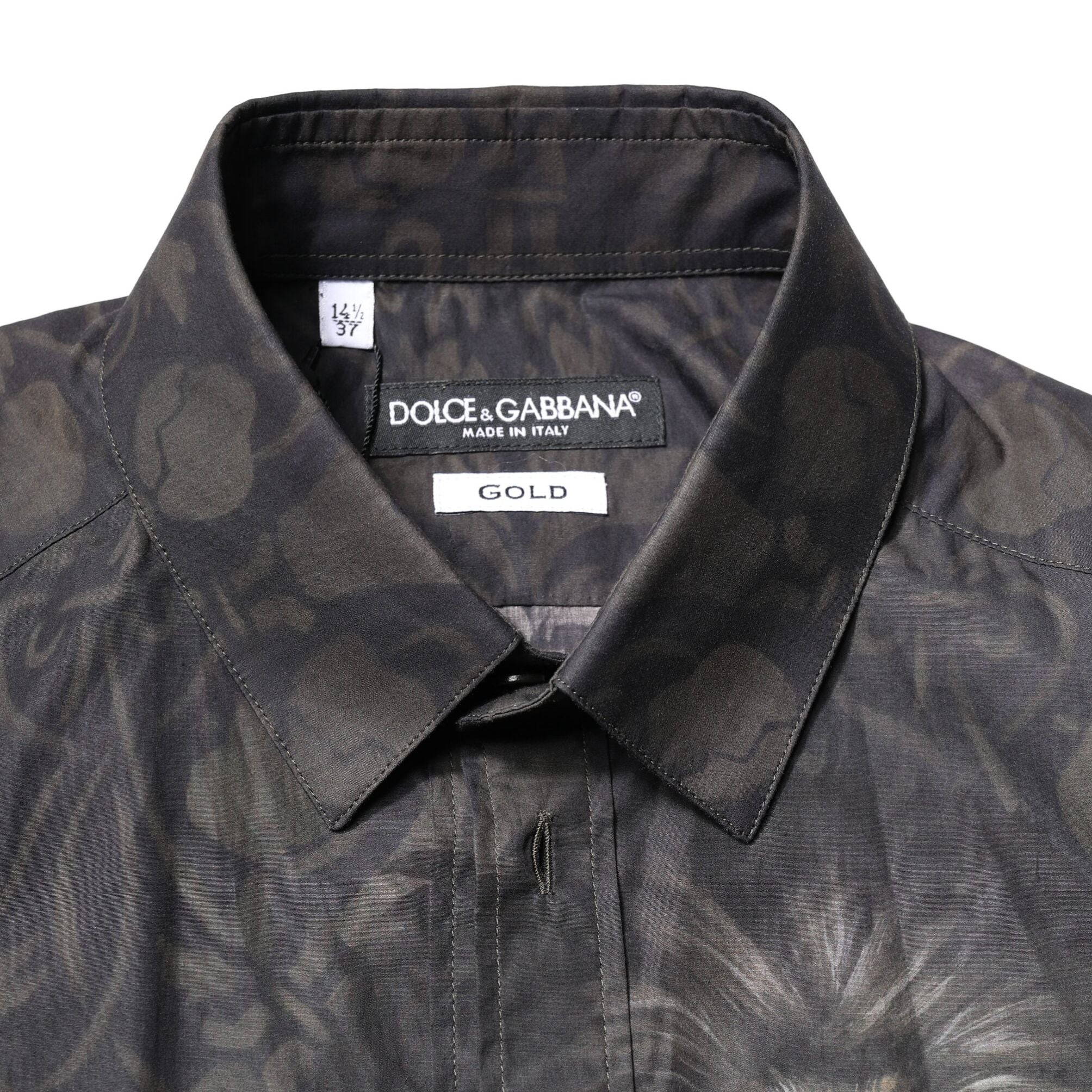 Dolce & Gabbana Black Royal Pet Portrait GOLD Dress Shirt