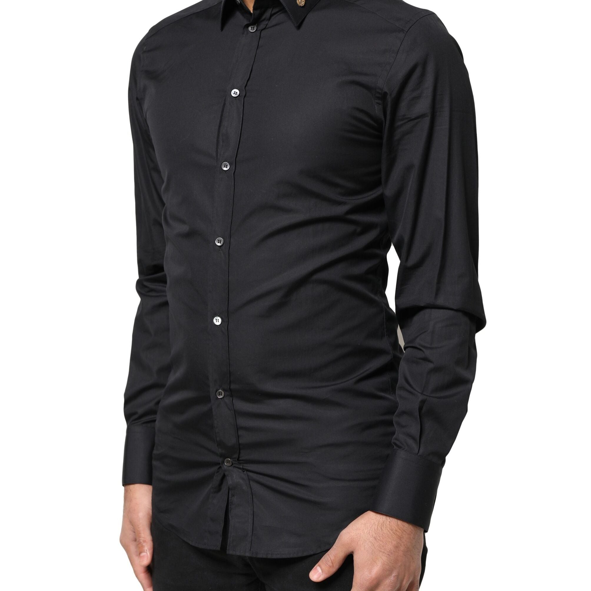 Dolce & Gabbana Black Love Embroidery GOLD Formal Dress Shirt