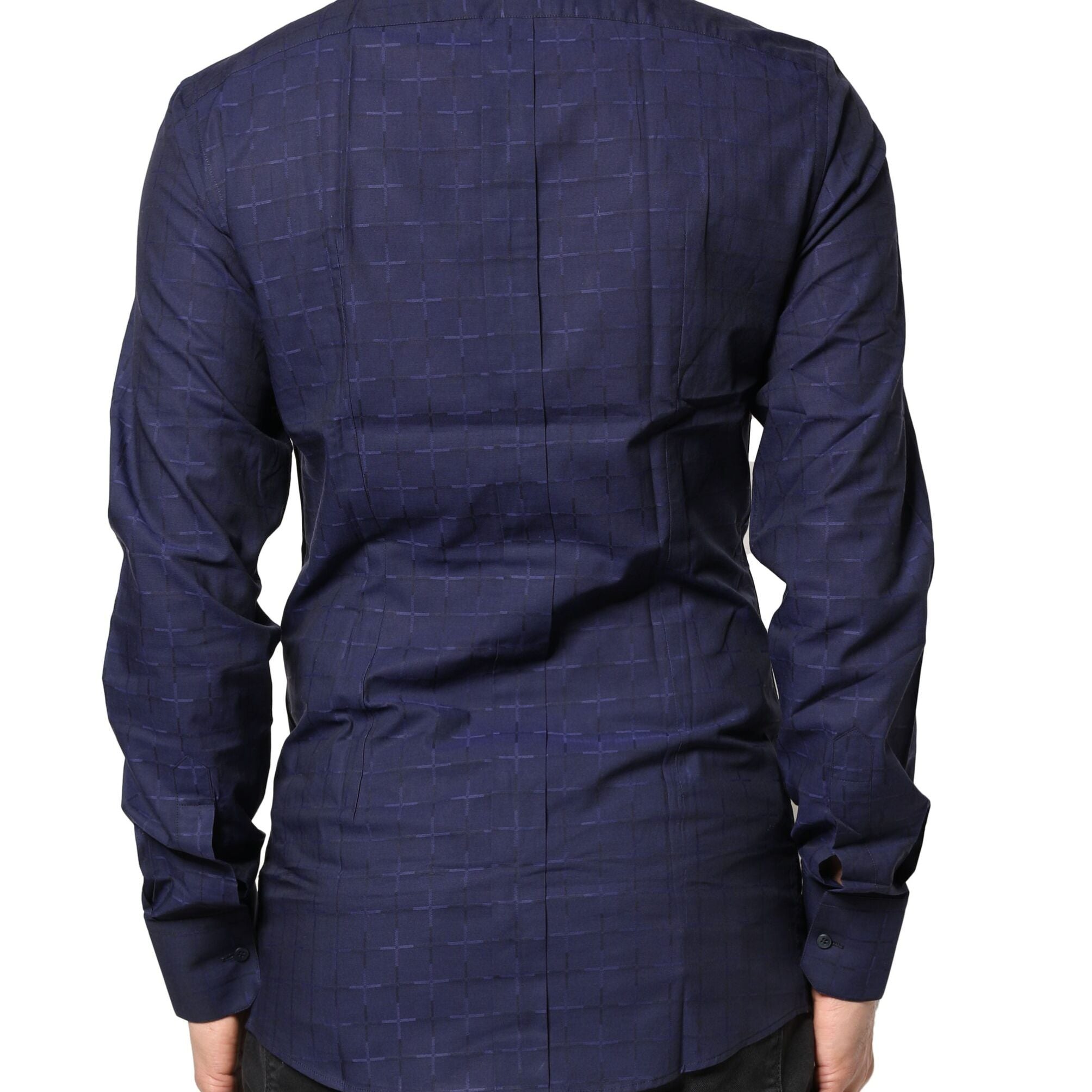 Dolce & Gabbana Blue Check Tartan GOLD Formal Dress Shirt