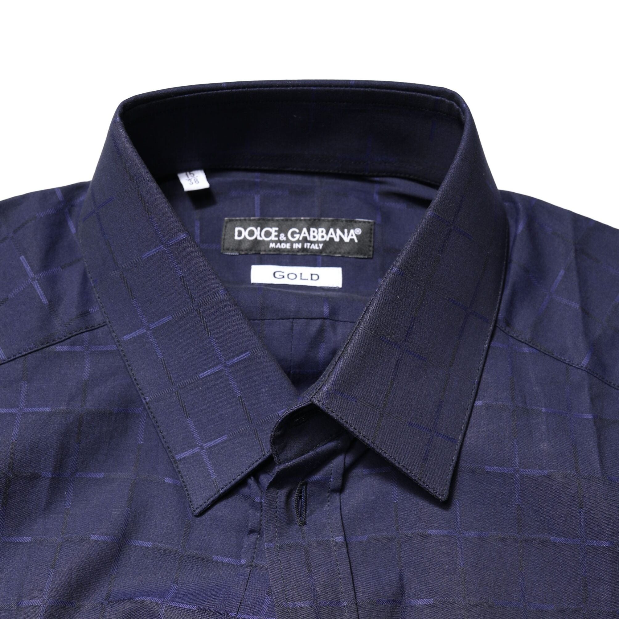 Dolce & Gabbana Blue Check Tartan GOLD Formal Dress Shirt