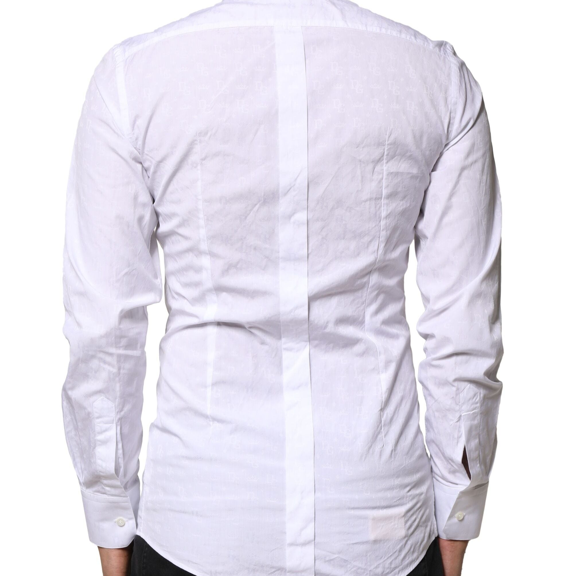 Dolce & Gabbana White GOLD Cotton Long Sleeves Dress Shirt