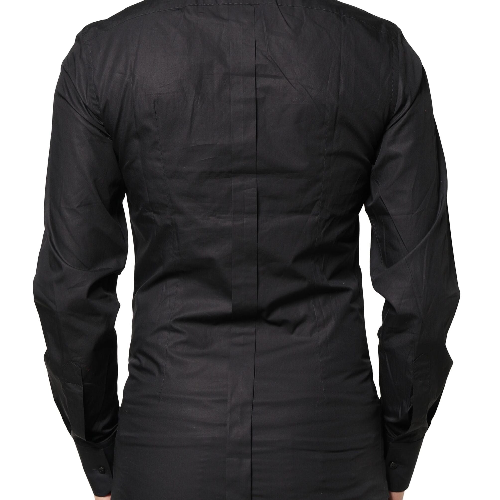 Dolce & Gabbana Black GOLD Cross Embellished Men Dress Shirt