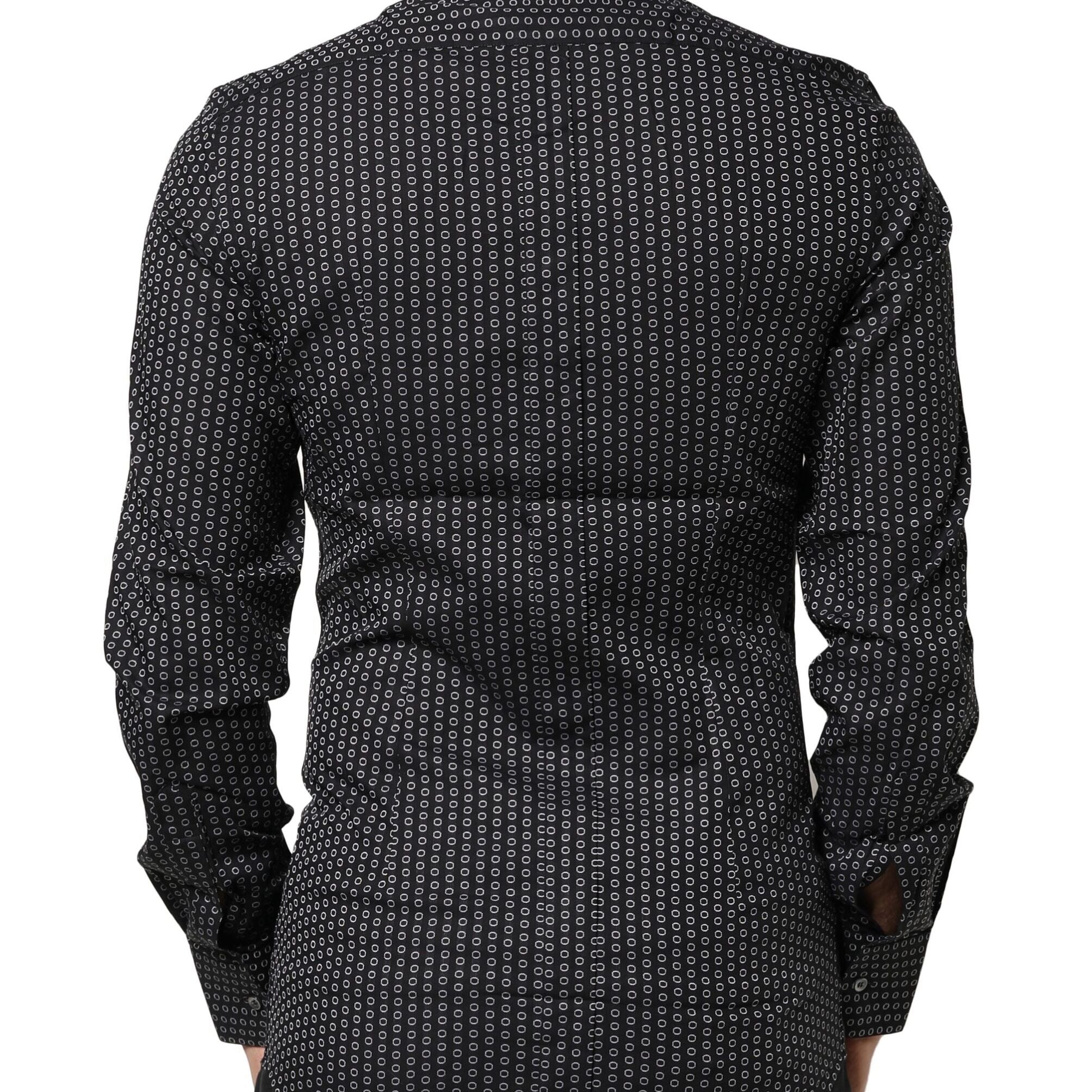 Dolce & Gabbana Black GOLD Patterned Cotton Men Dress Shirt