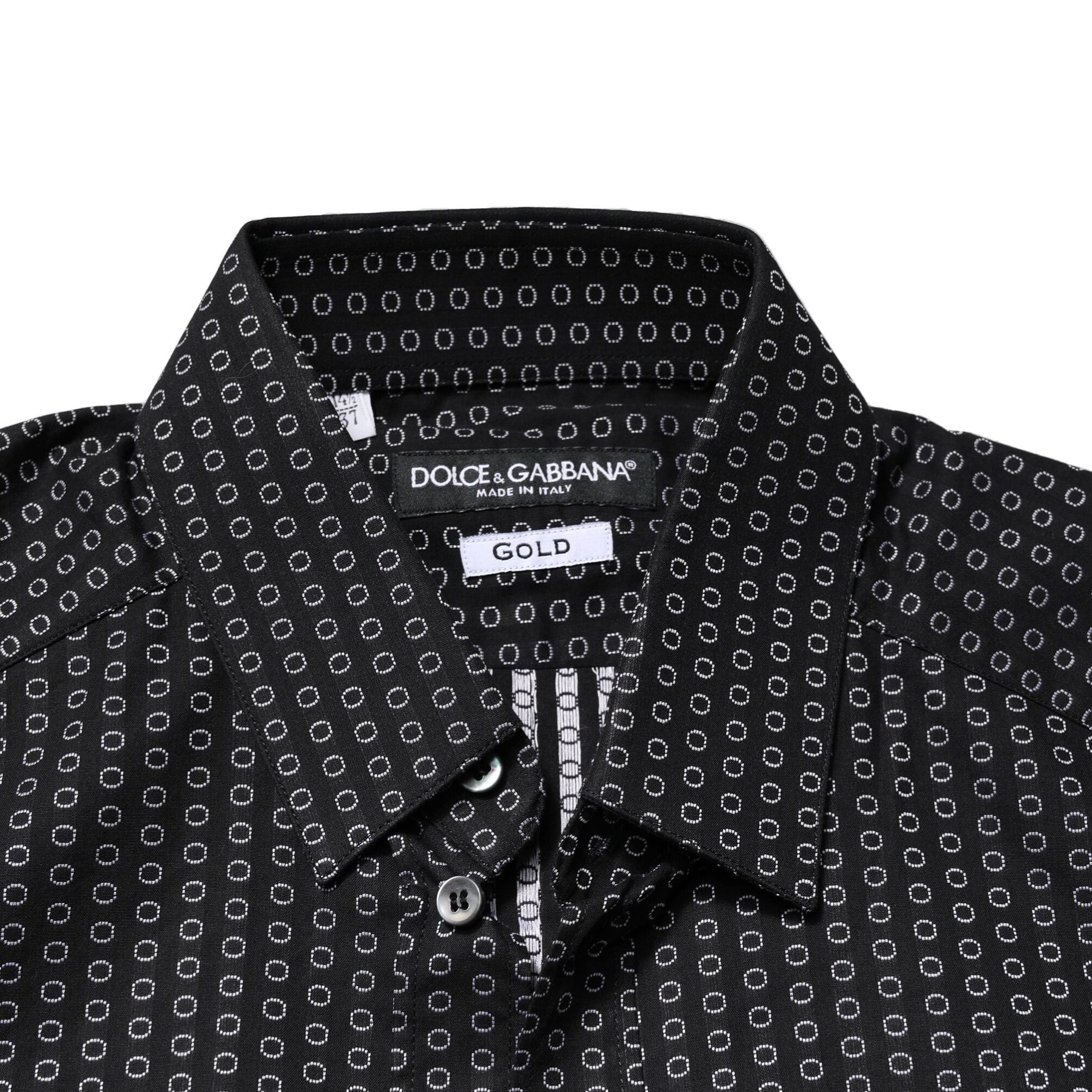 Dolce & Gabbana Black GOLD Patterned Cotton Men Dress Shirt