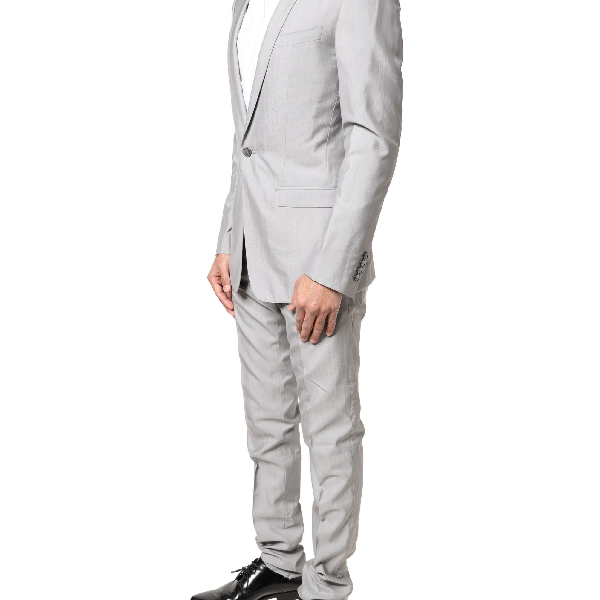 Dolce & Gabbana Light Gray Wool GOLD 2 Piece Formal Suit