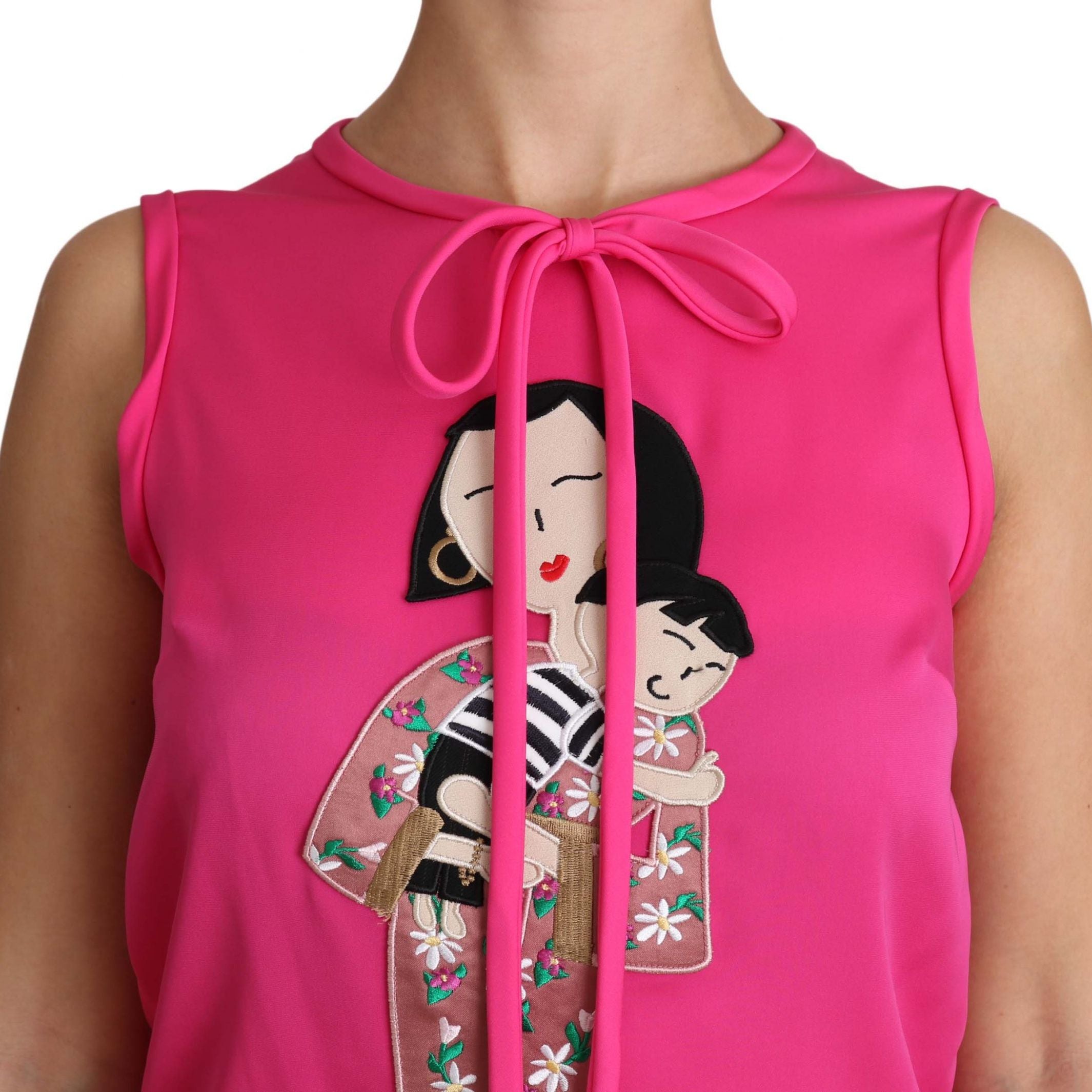 Dolce & Gabbana Pink Family Silk Tank Mama Blouse Top Shirt