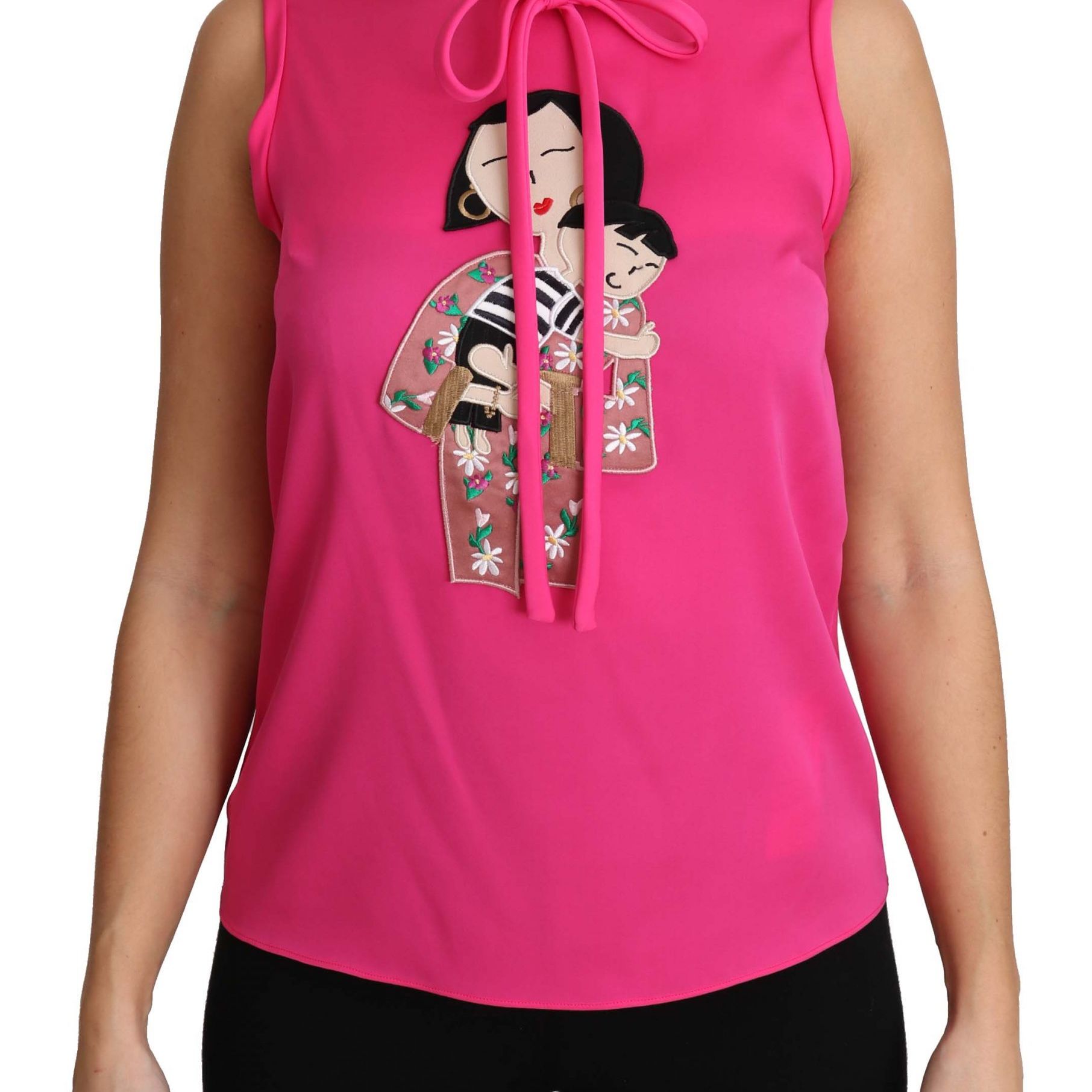 Dolce & Gabbana Pink Family Silk Tank Mama Blouse Top Shirt