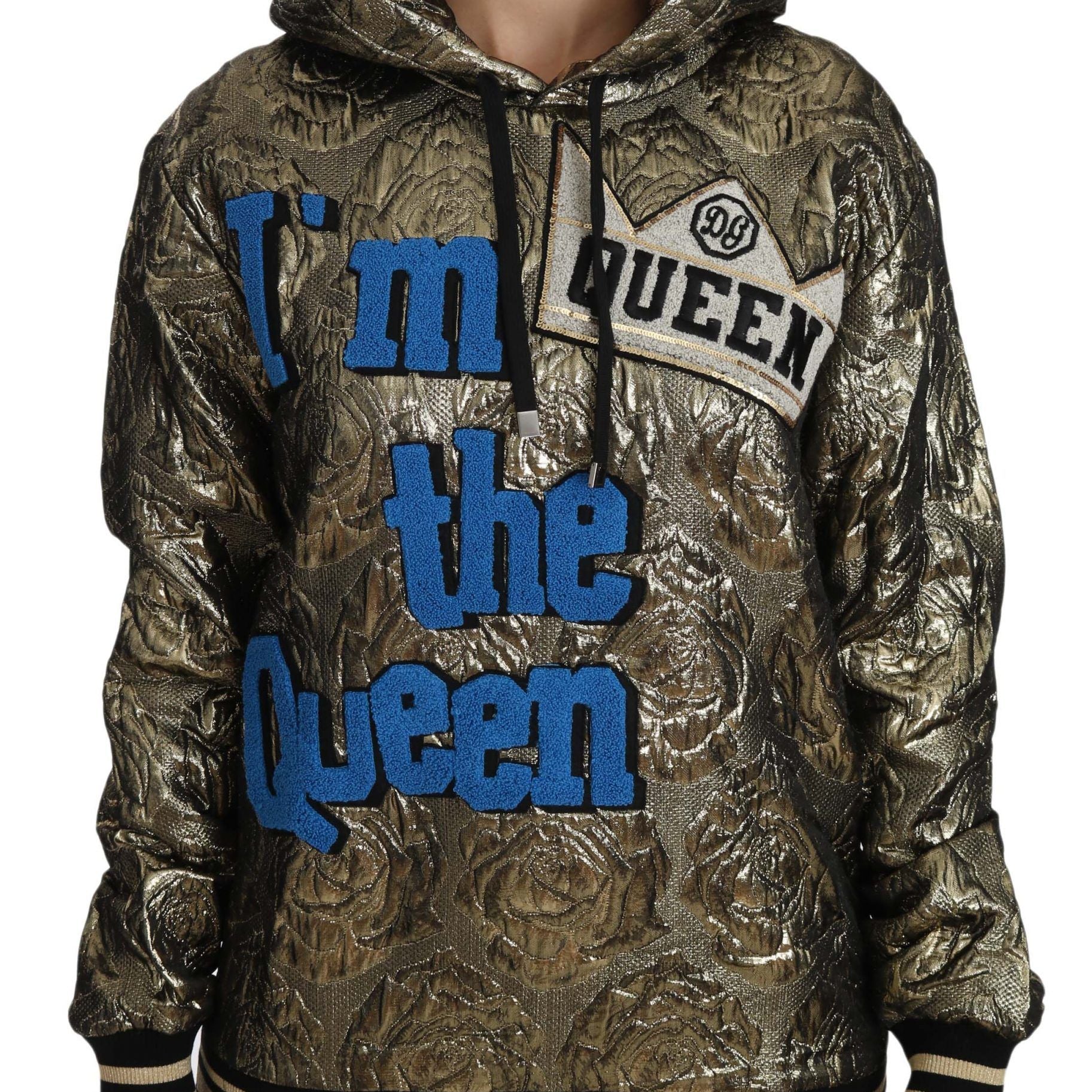 Dolce & Gabbana Im The Queen Jaquard Gold Sweatshirt Hoodie