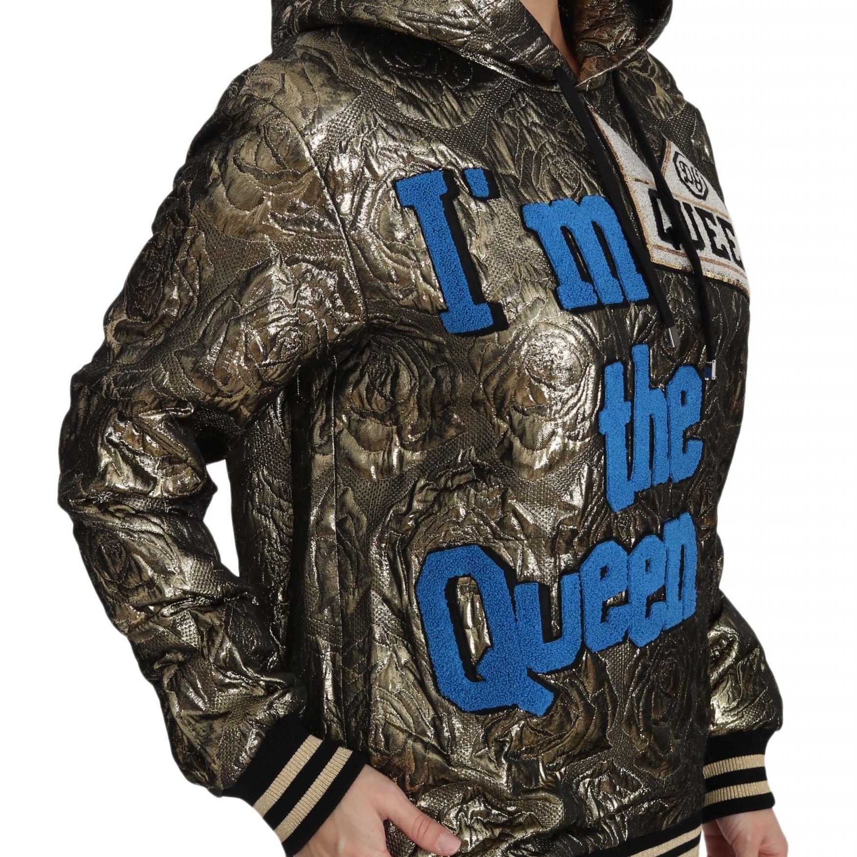 Dolce & Gabbana Im The Queen Jaquard Gold Sweatshirt Hoodie