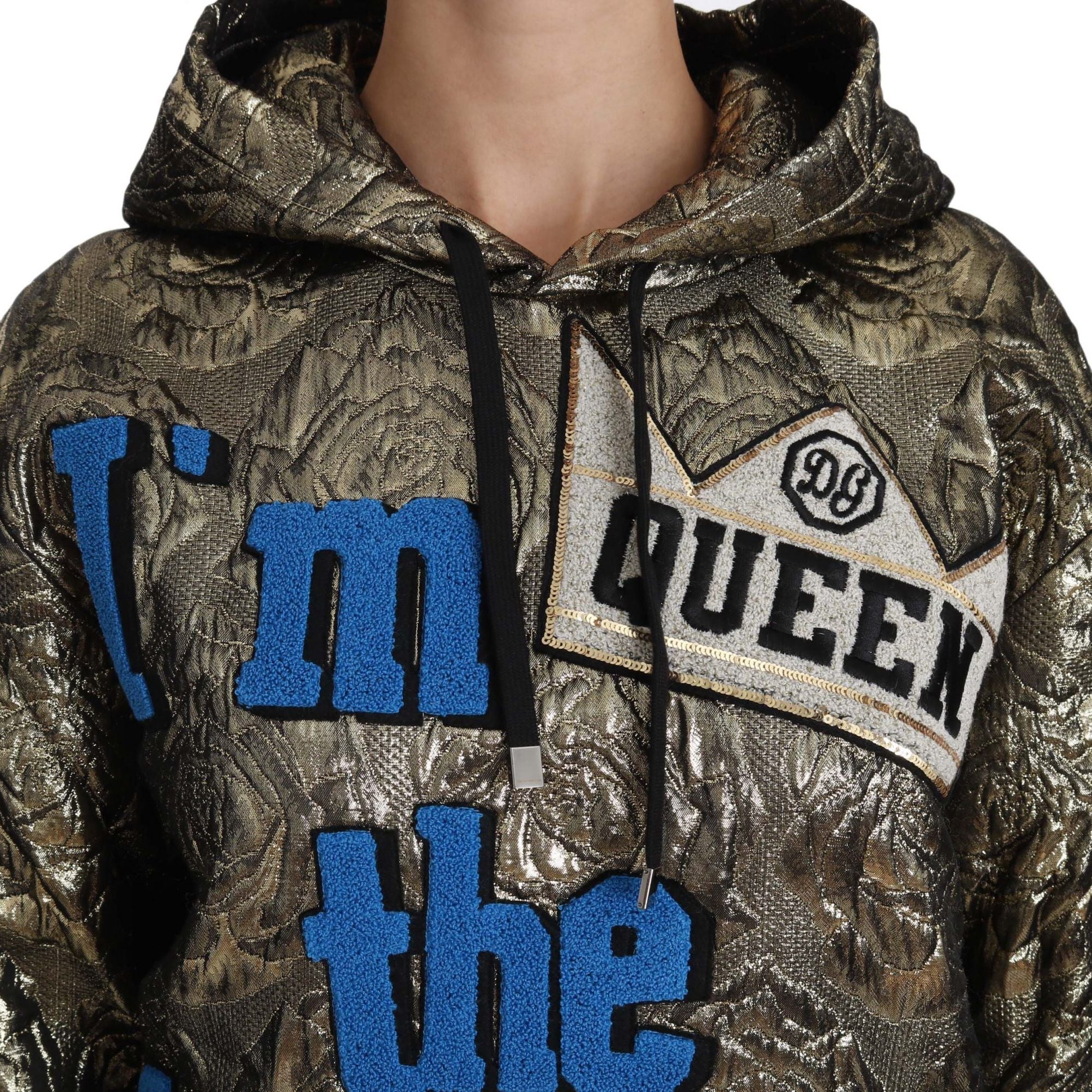 Dolce & Gabbana Im The Queen Jaquard Gold Sweatshirt Hoodie