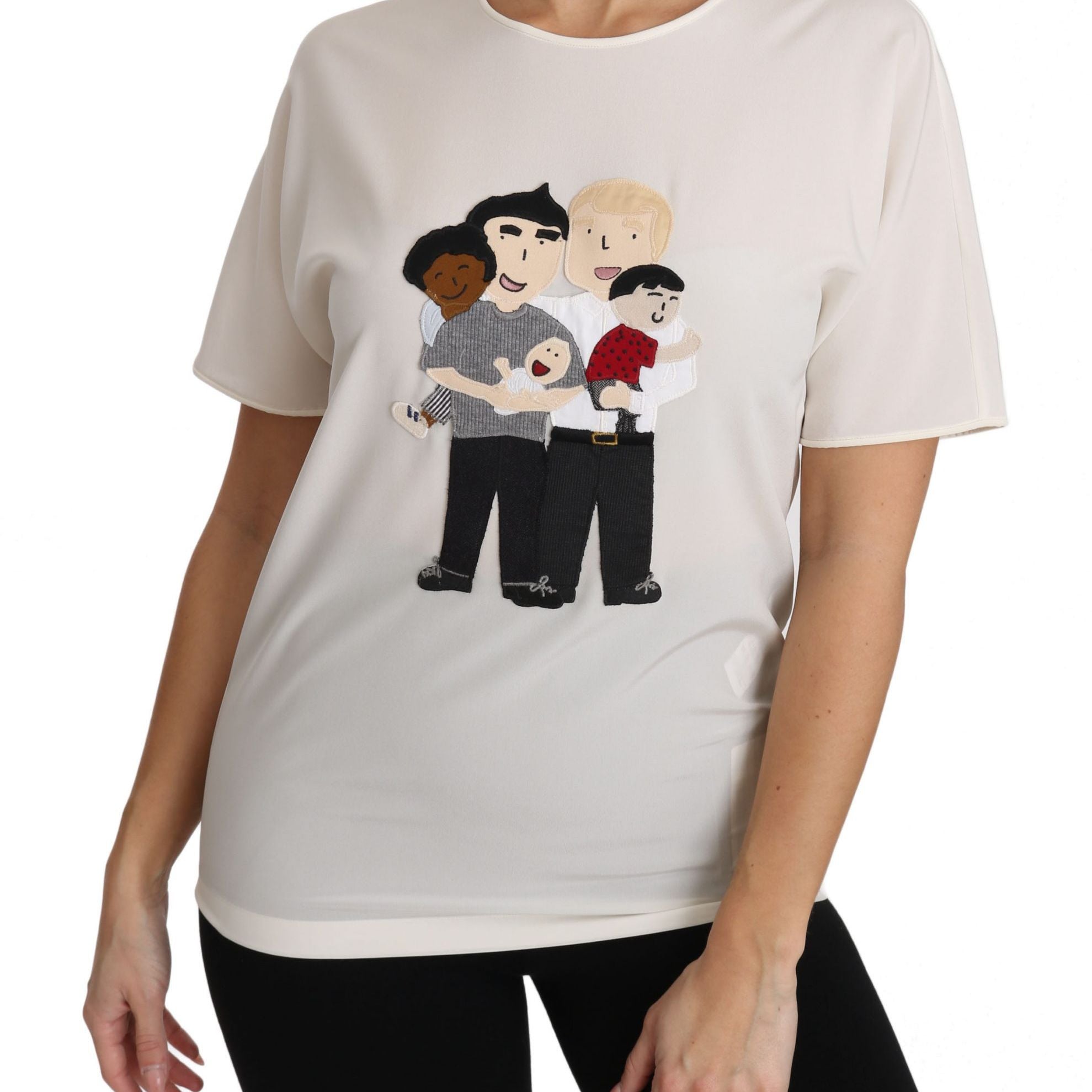 Dolce & Gabbana White Silk Stretch #dgfamily T-shirt