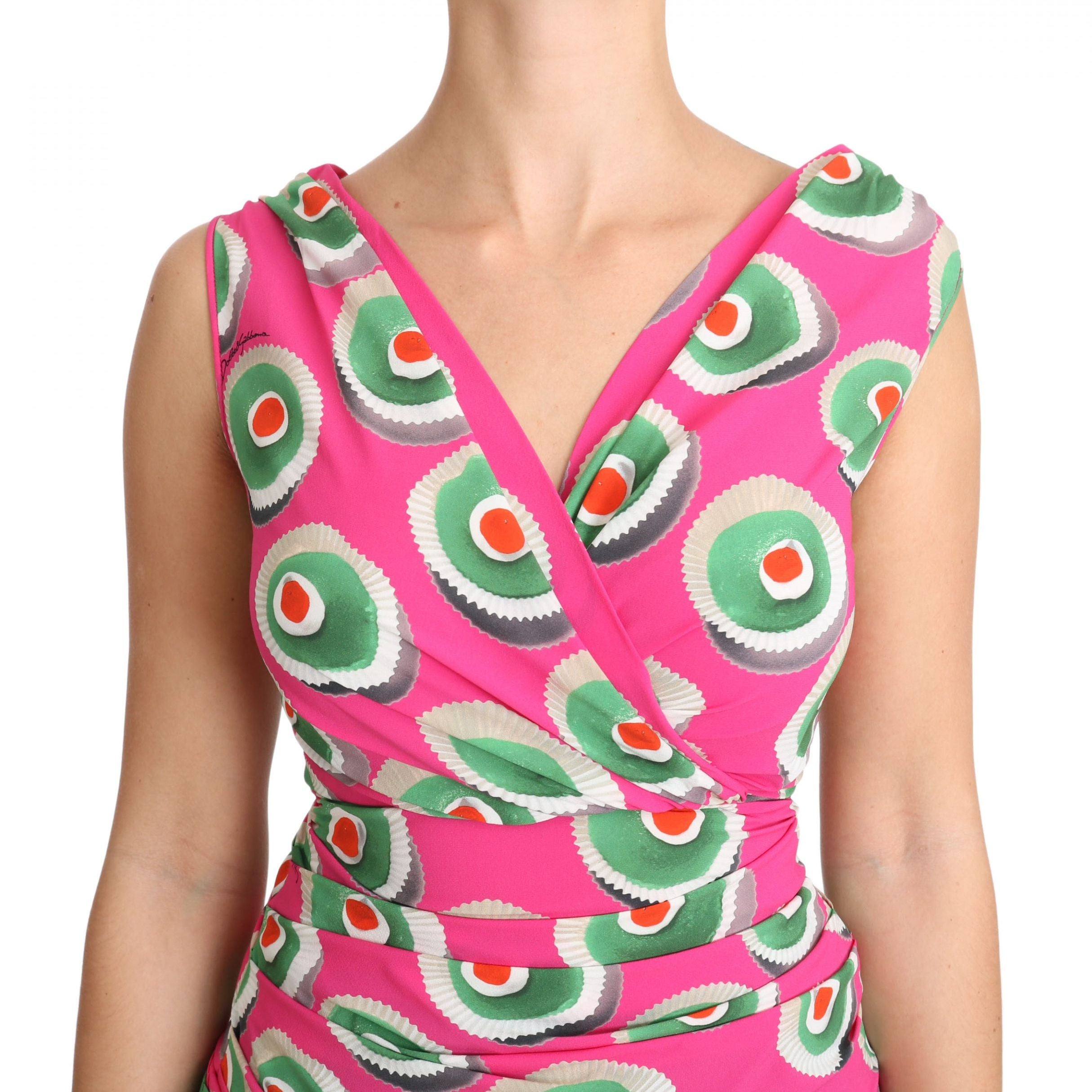 Dolce & Gabbana Pink Silk Stretch Sicilian Cake Top