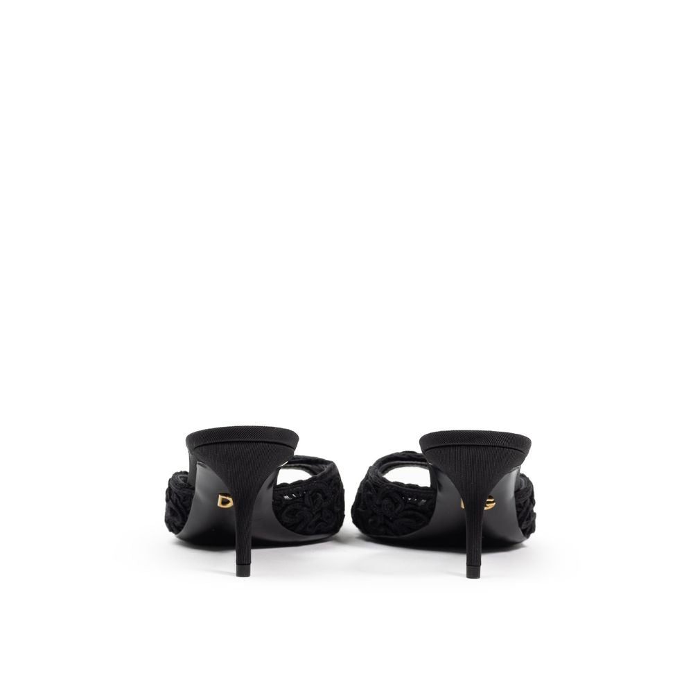 Dolce & Gabbana Black Cotton Mules