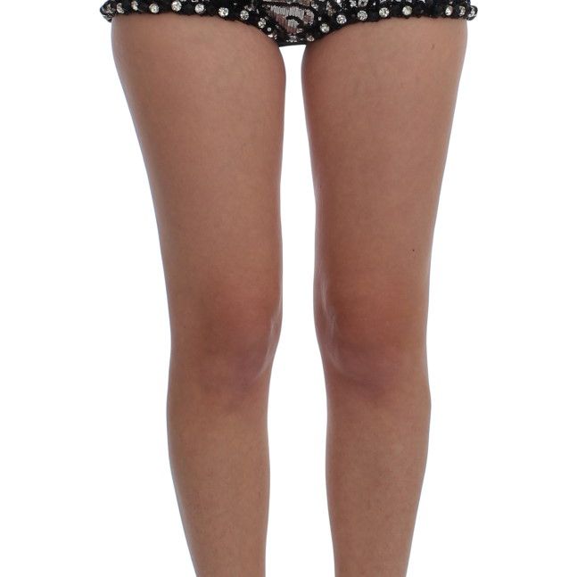 Dolce & Gabbana Black Crystal Sequined Mini Shorts