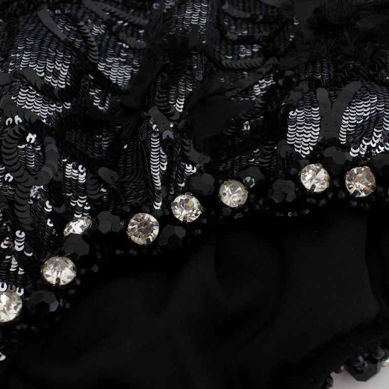 Dolce & Gabbana Black Crystal Sequined Mini Shorts