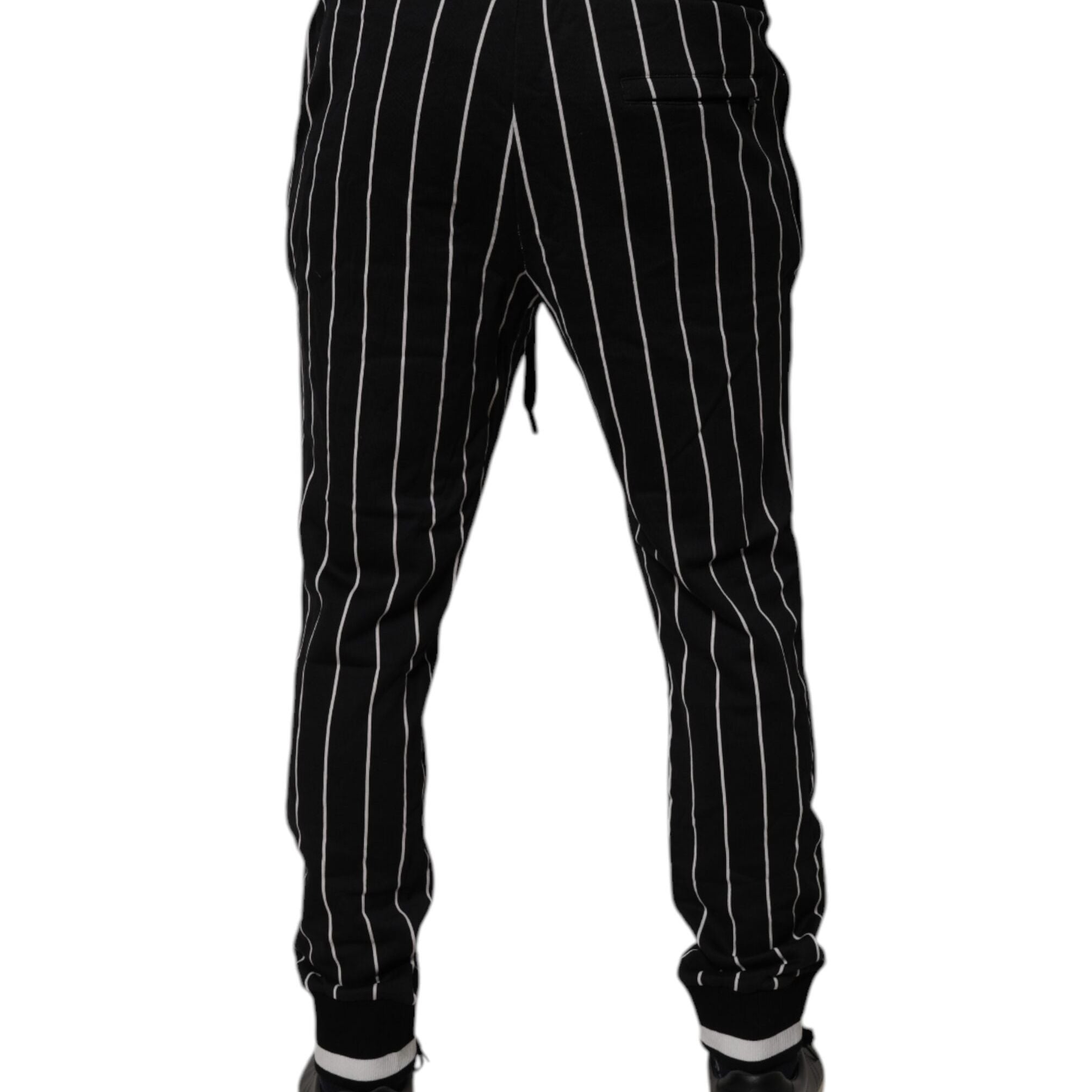 Dolce & Gabbana Black White Stripes Jogger Sweatpants Pants