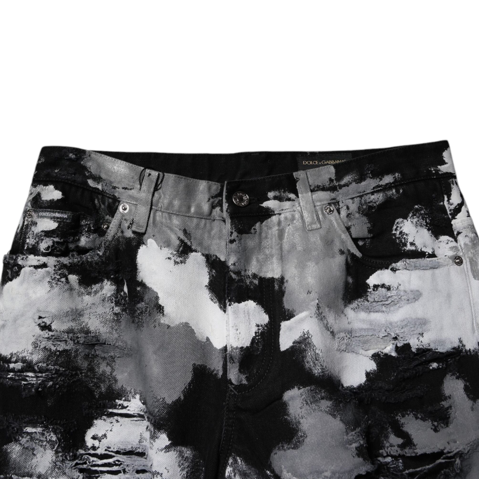 Dolce & Gabbana Multicolor Camouflage Tattered Skinny Denim Jeans