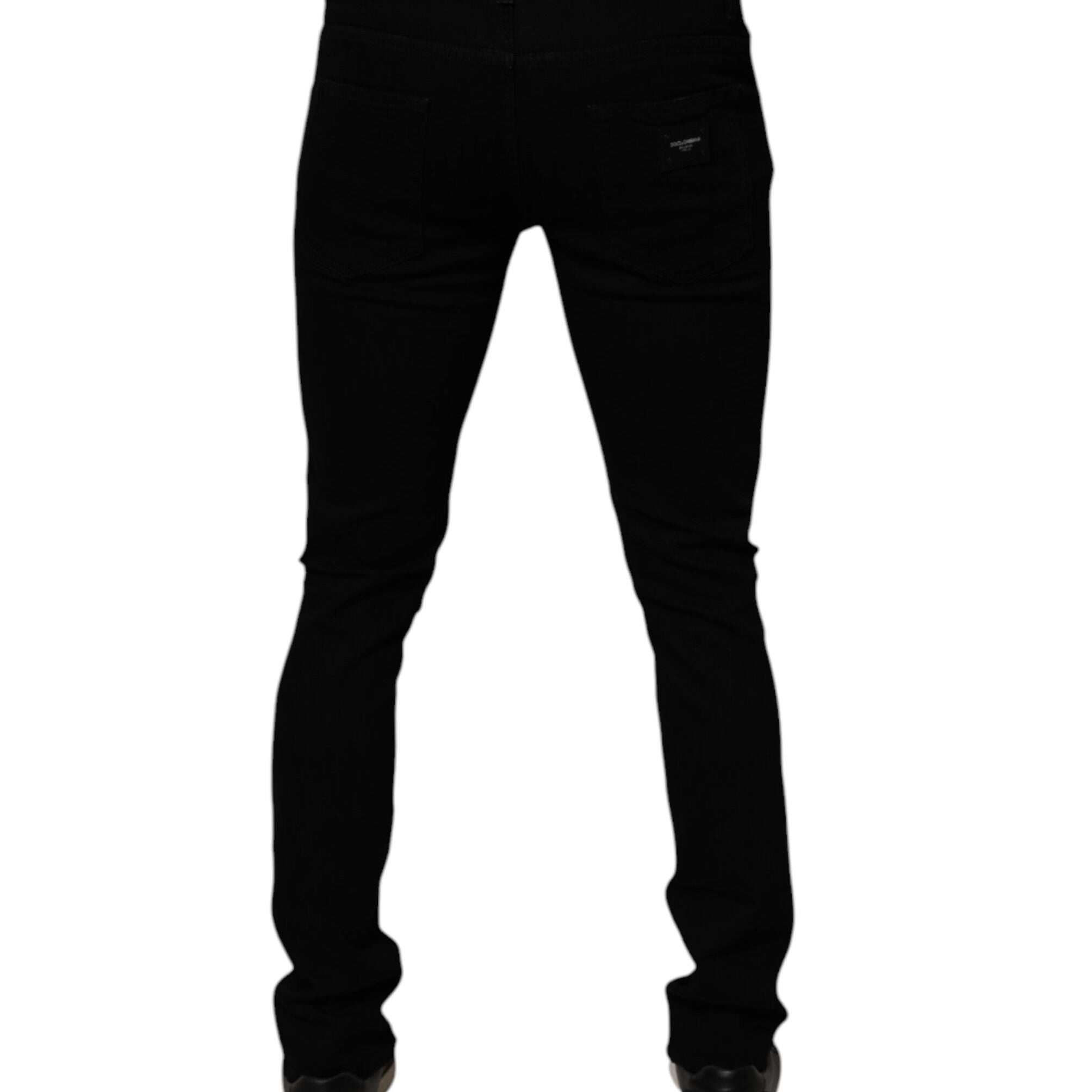 Dolce & Gabbana Black Cotton Stretch Skinny Men Denim Jeans