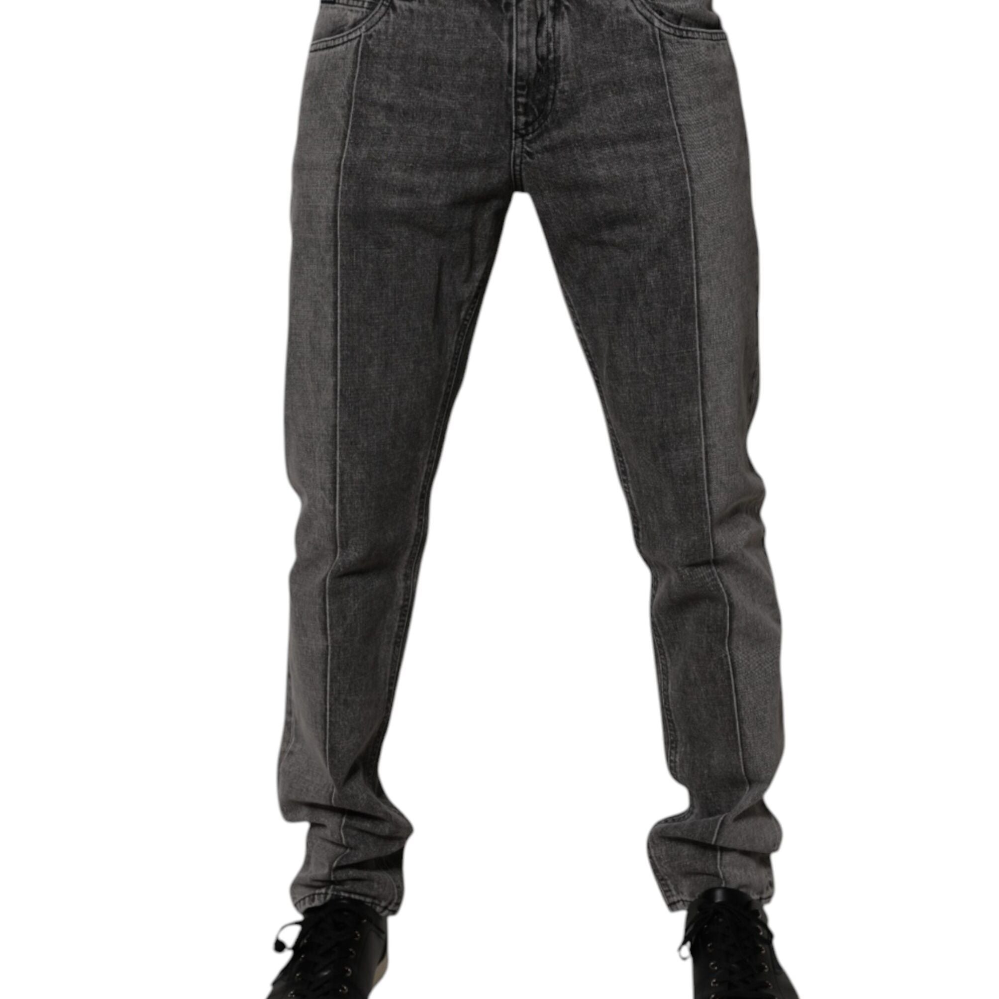 Dolce & Gabbana Two Tone Gray Cotton Denim Jeans