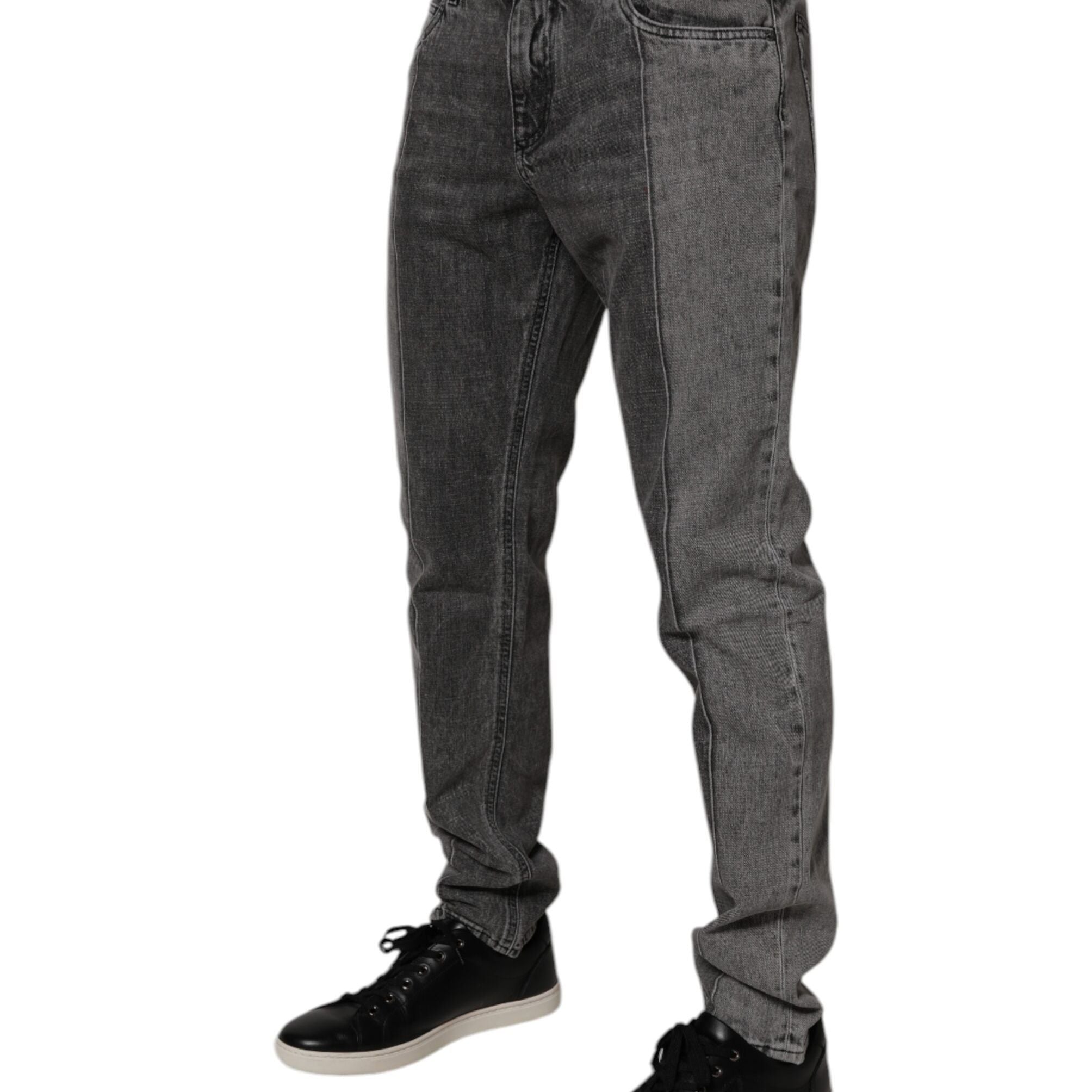 Dolce & Gabbana Two Tone Gray Cotton Denim Jeans
