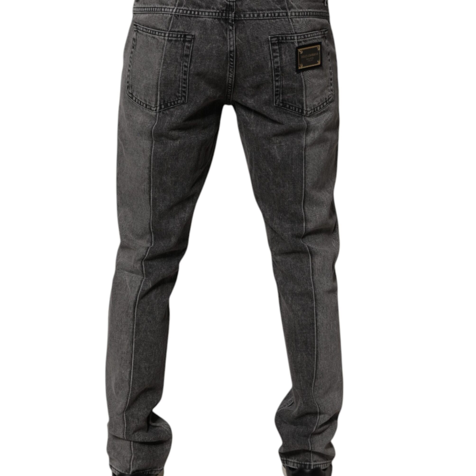Dolce & Gabbana Two Tone Gray Cotton Denim Jeans