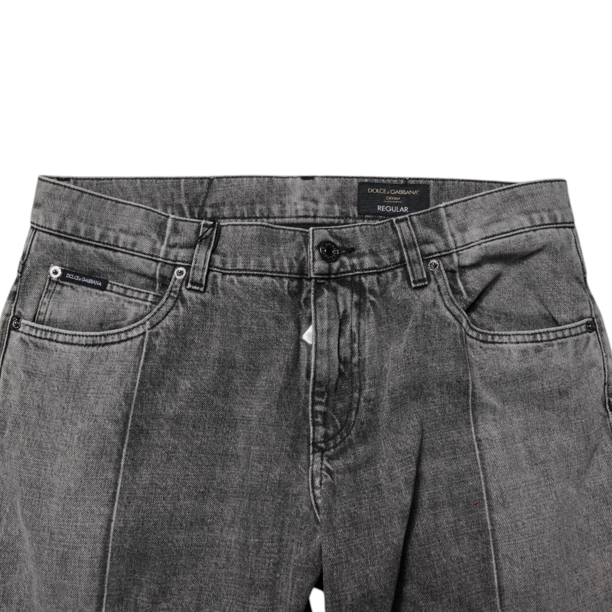Dolce & Gabbana Two Tone Gray Cotton Denim Jeans