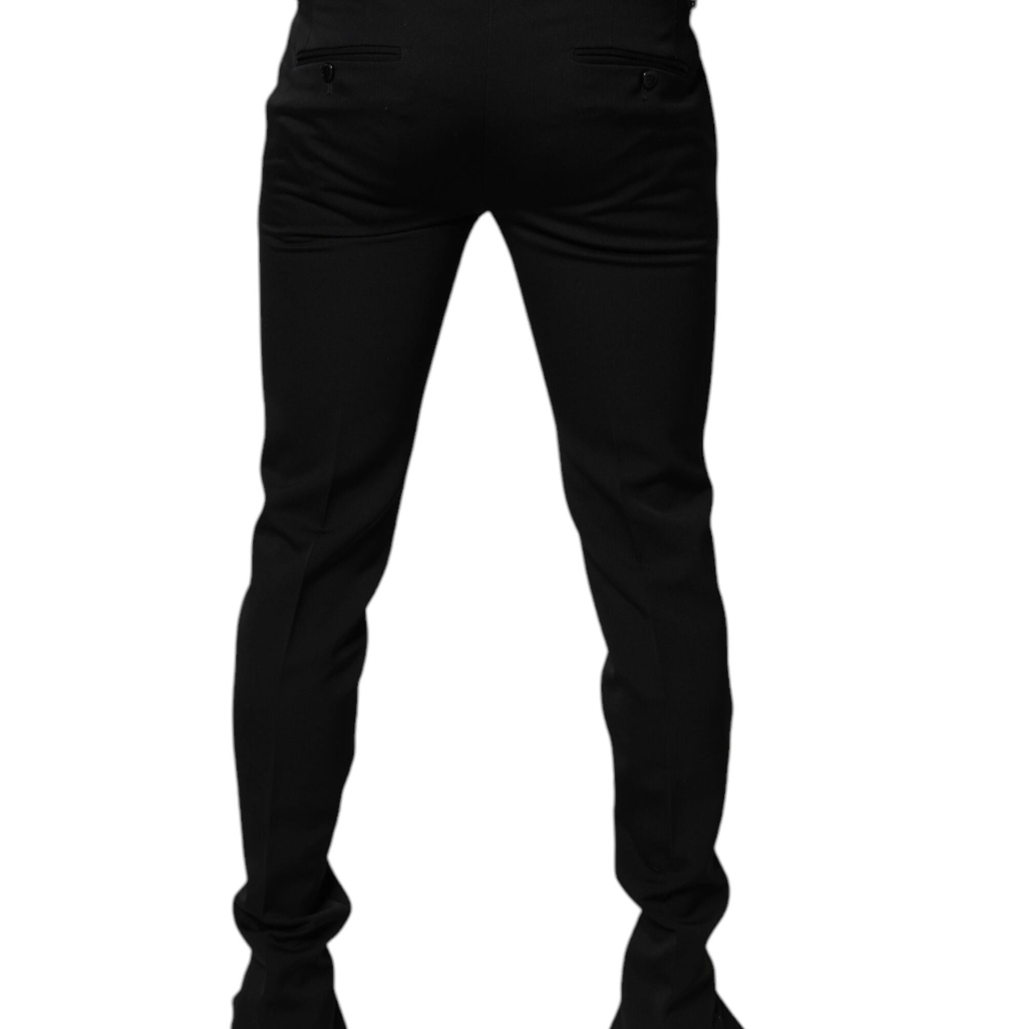 Dolce & Gabbana Black Wool Tapered Formal Dress Pants