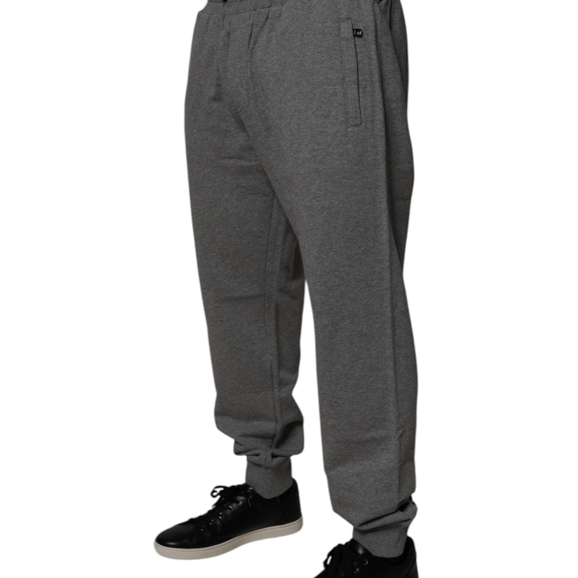 Dolce & Gabbana Gray Logo Cotton Jogger Men Sweatpants Pants