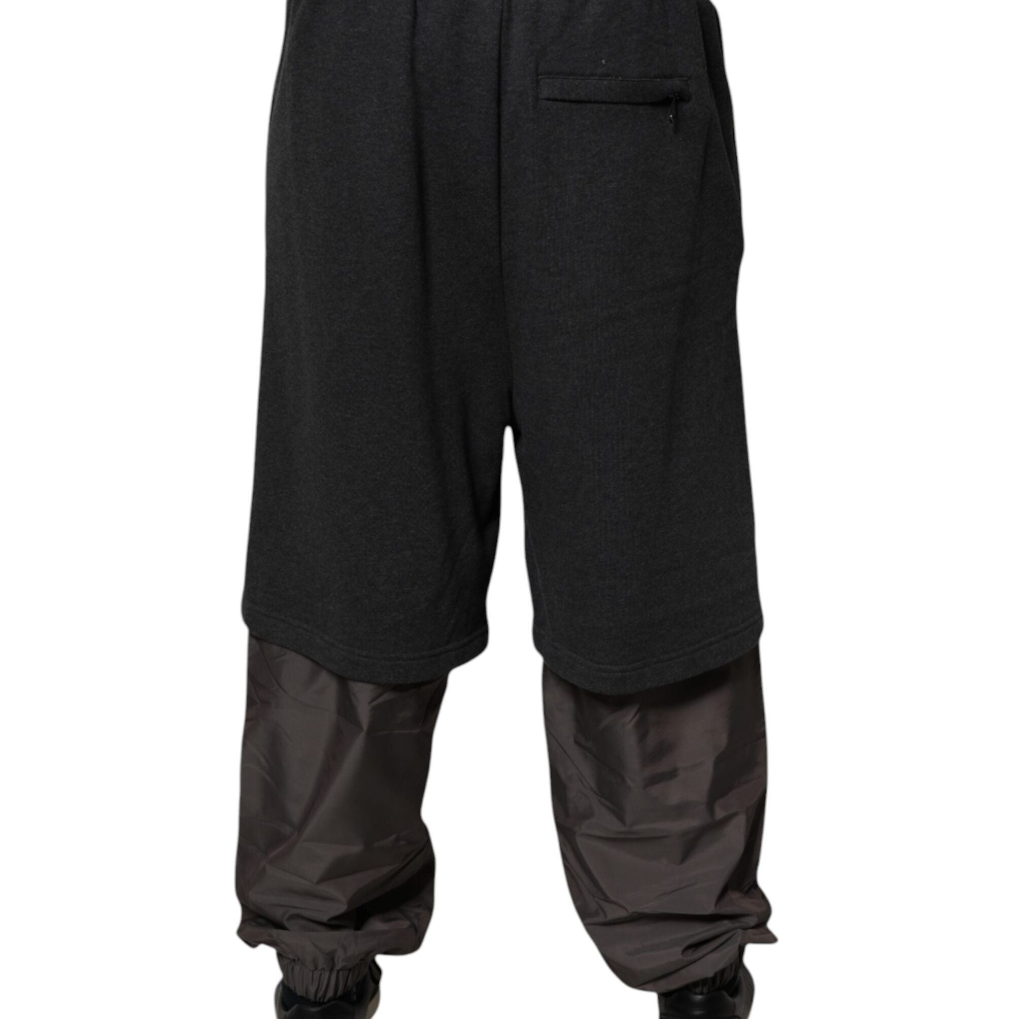 Dolce & Gabbana Dark Gray Cotton Layered Straight Sweatpants Pants