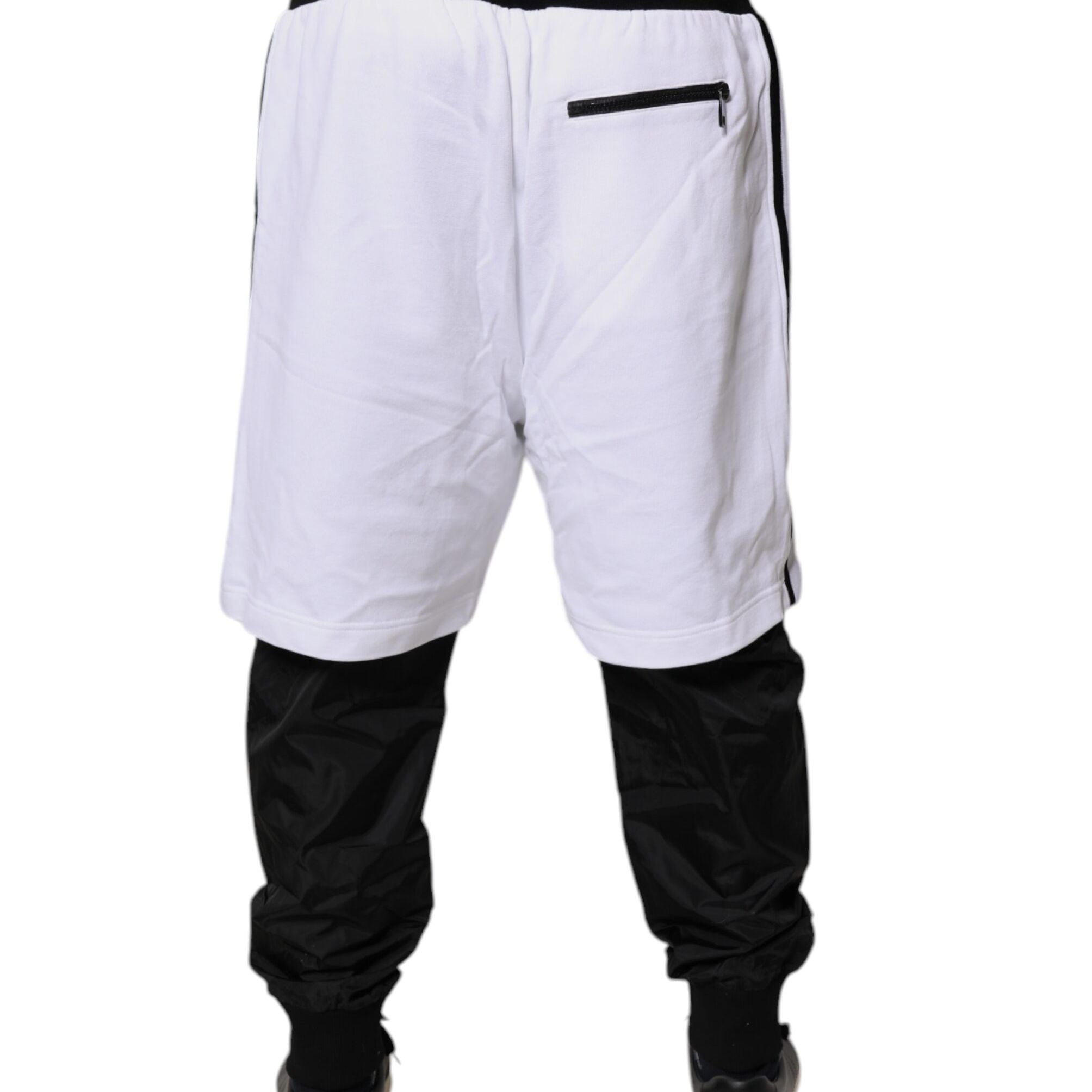 Dolce & Gabbana Black White Cotton Layered Sweatpants Pants