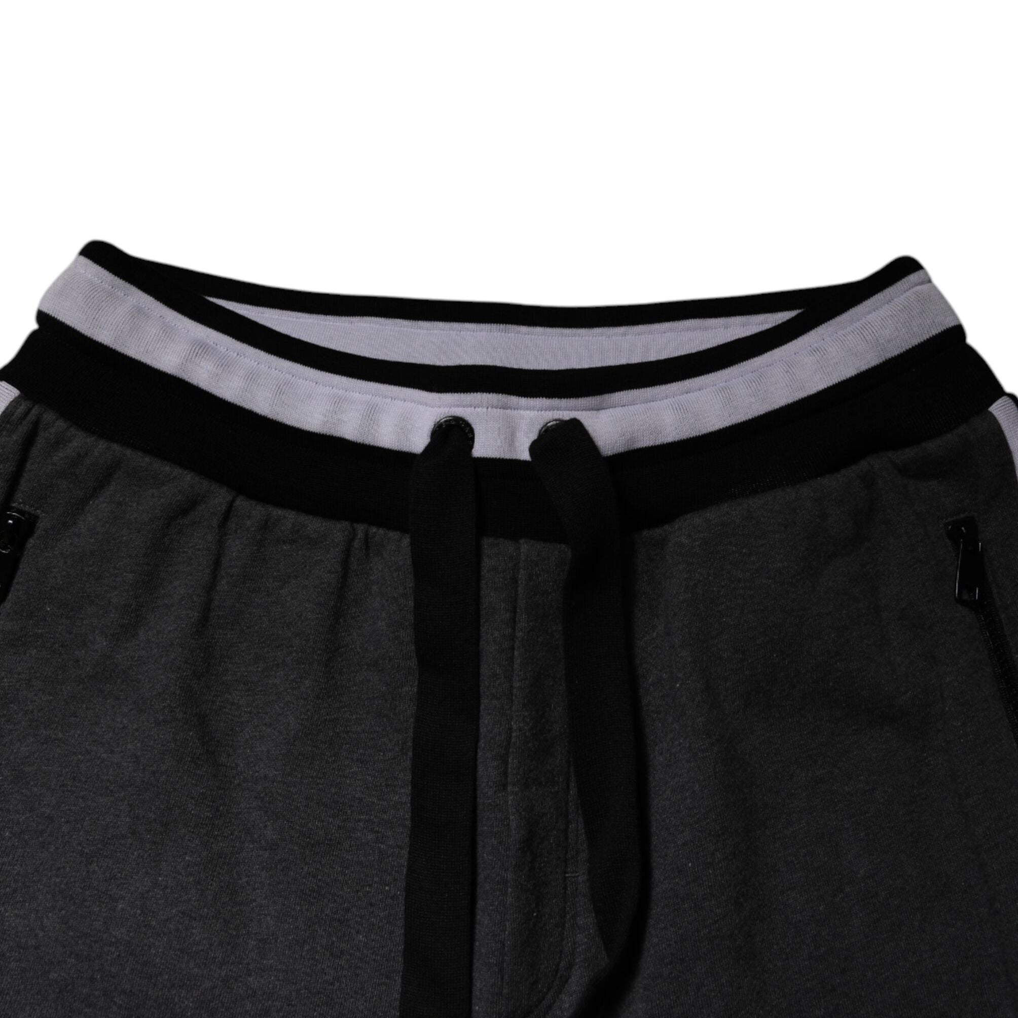 Dolce & Gabbana Black Gray Cotton Layered Men Sweatpants Pants