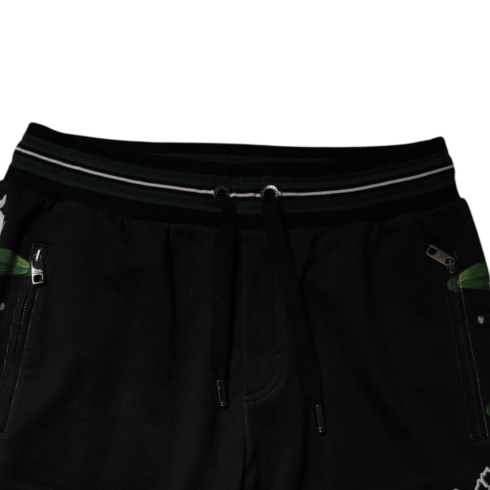 Dolce & Gabbana Black Floral King Men Jogger Sweatpants Pants