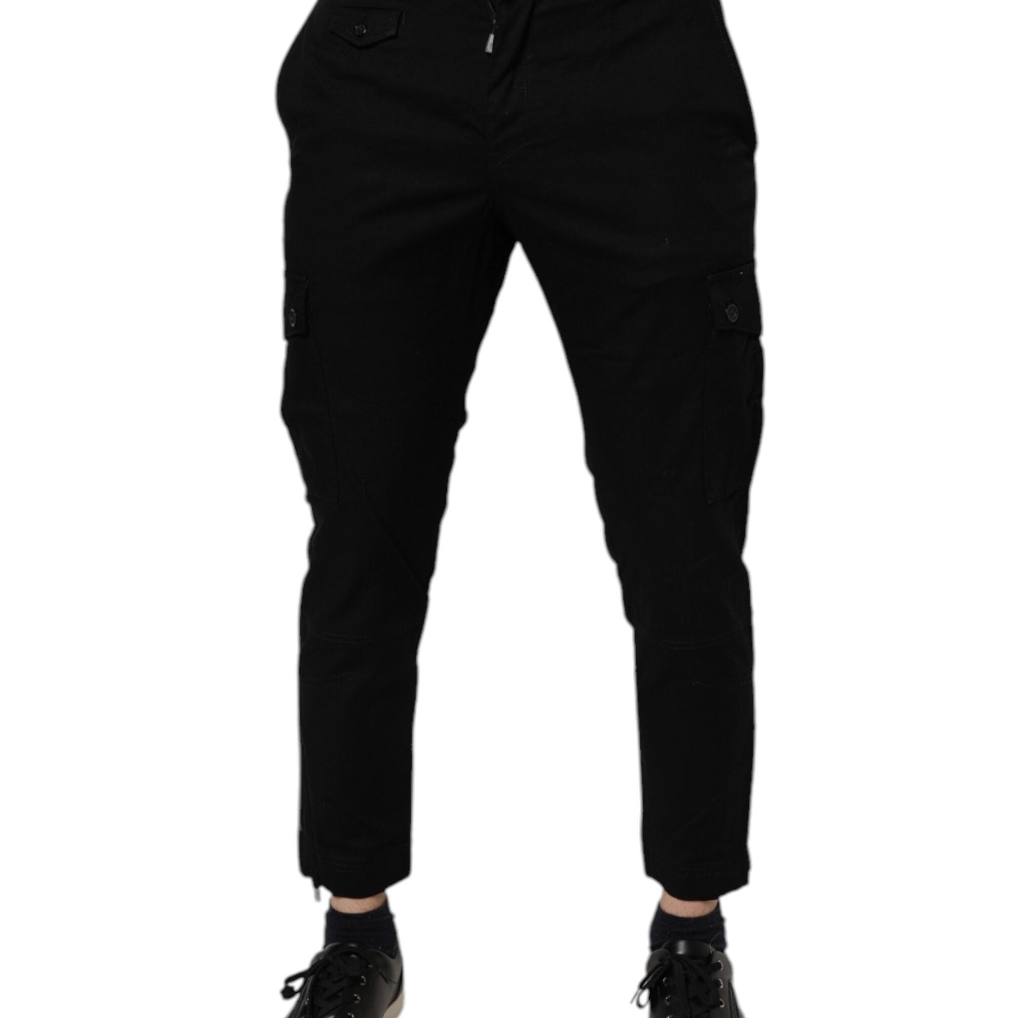 Dolce & Gabbana Black Cotton Stretch Skinny Cargo Denim Jeans