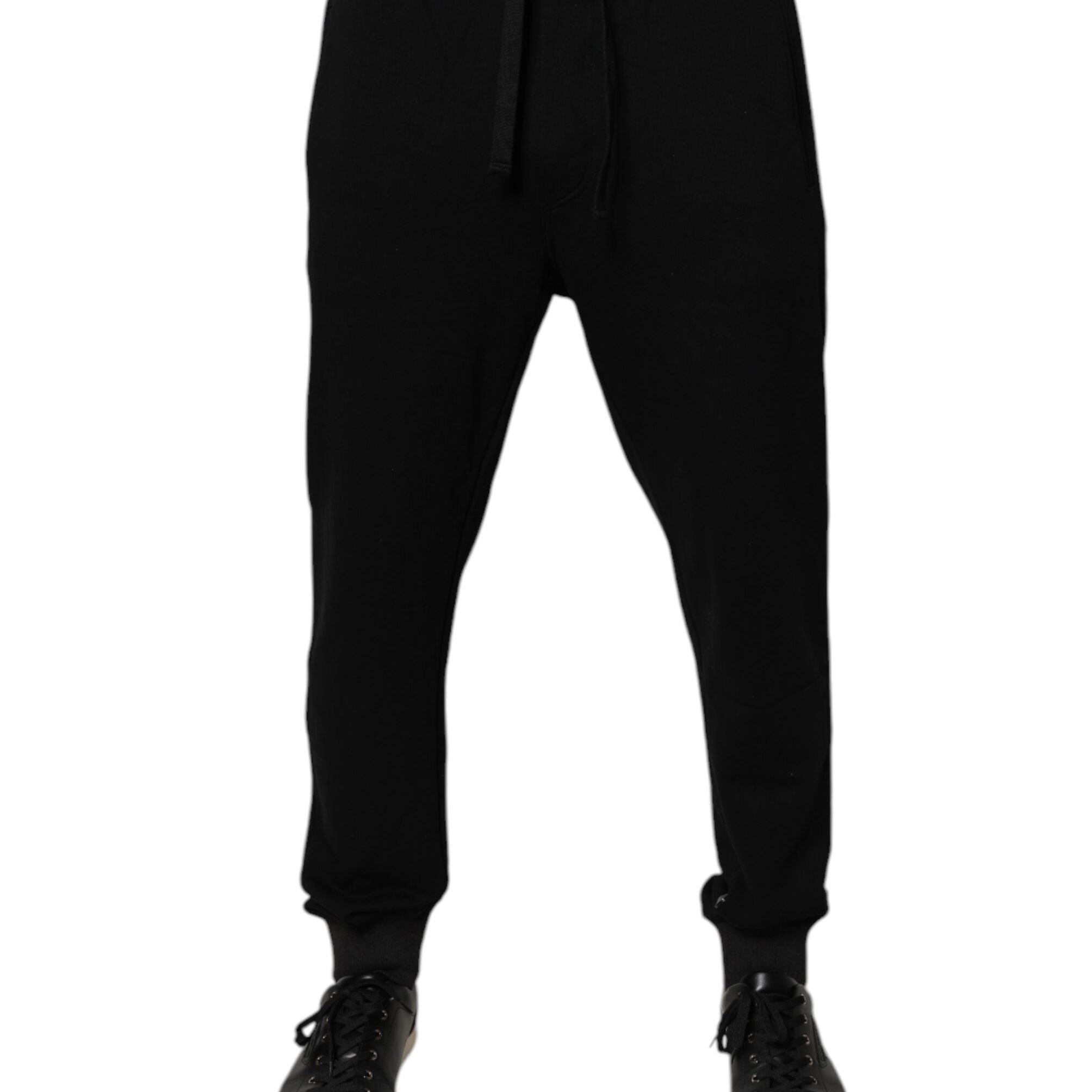 Dolce & Gabbana Black Logo Men Jogger Cotton Sweatpants Pants
