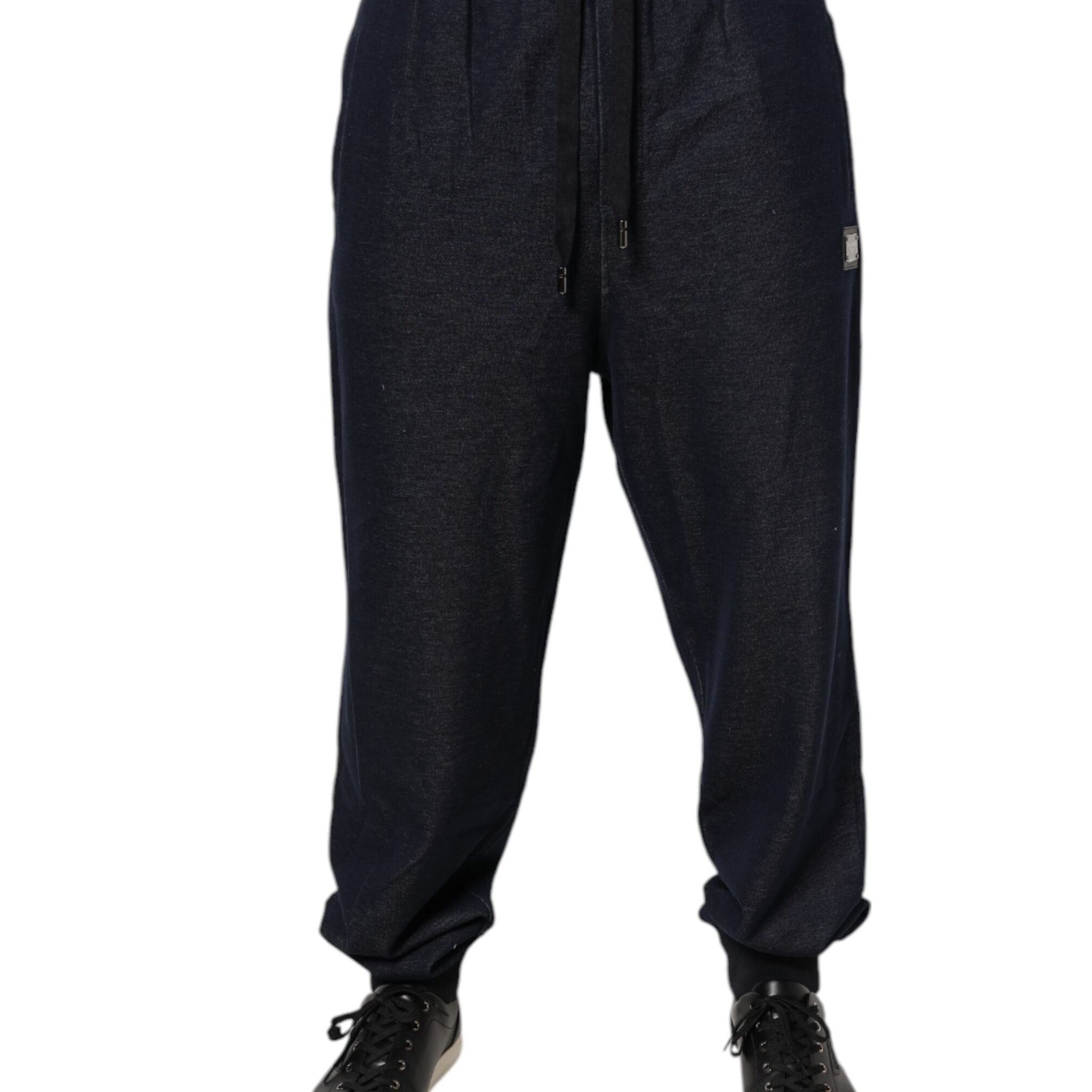 Dolce & Gabbana Black Jacquard Jogger Men Sweatpants Pants