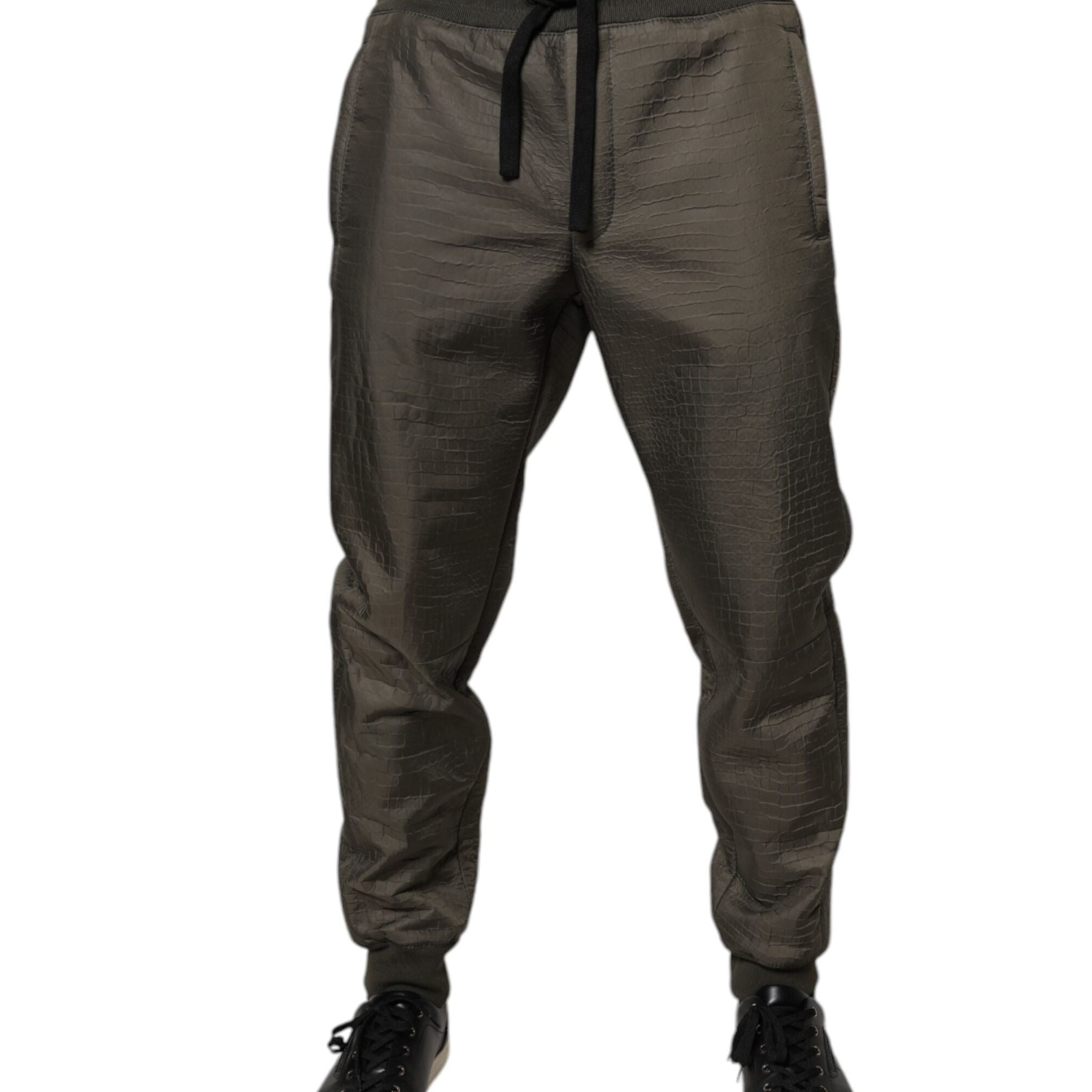 Dolce & Gabbana Brown Lambskin Leather Men Sweatpants Pants
